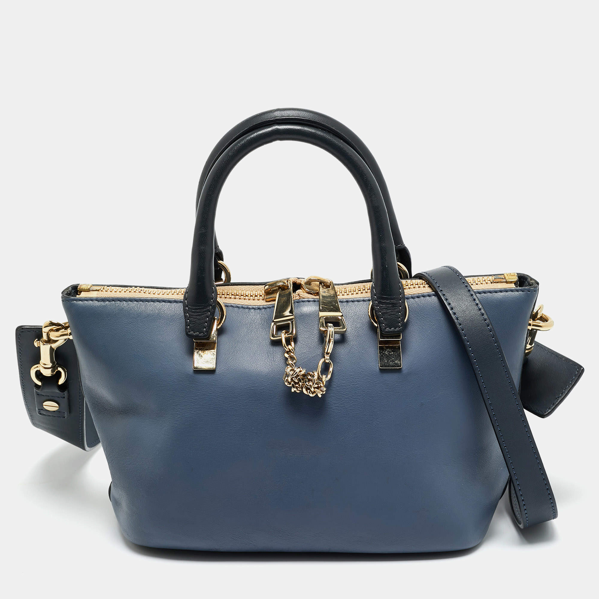 Pre Owned Chloe Bicolor Leather Small Baylee Tote