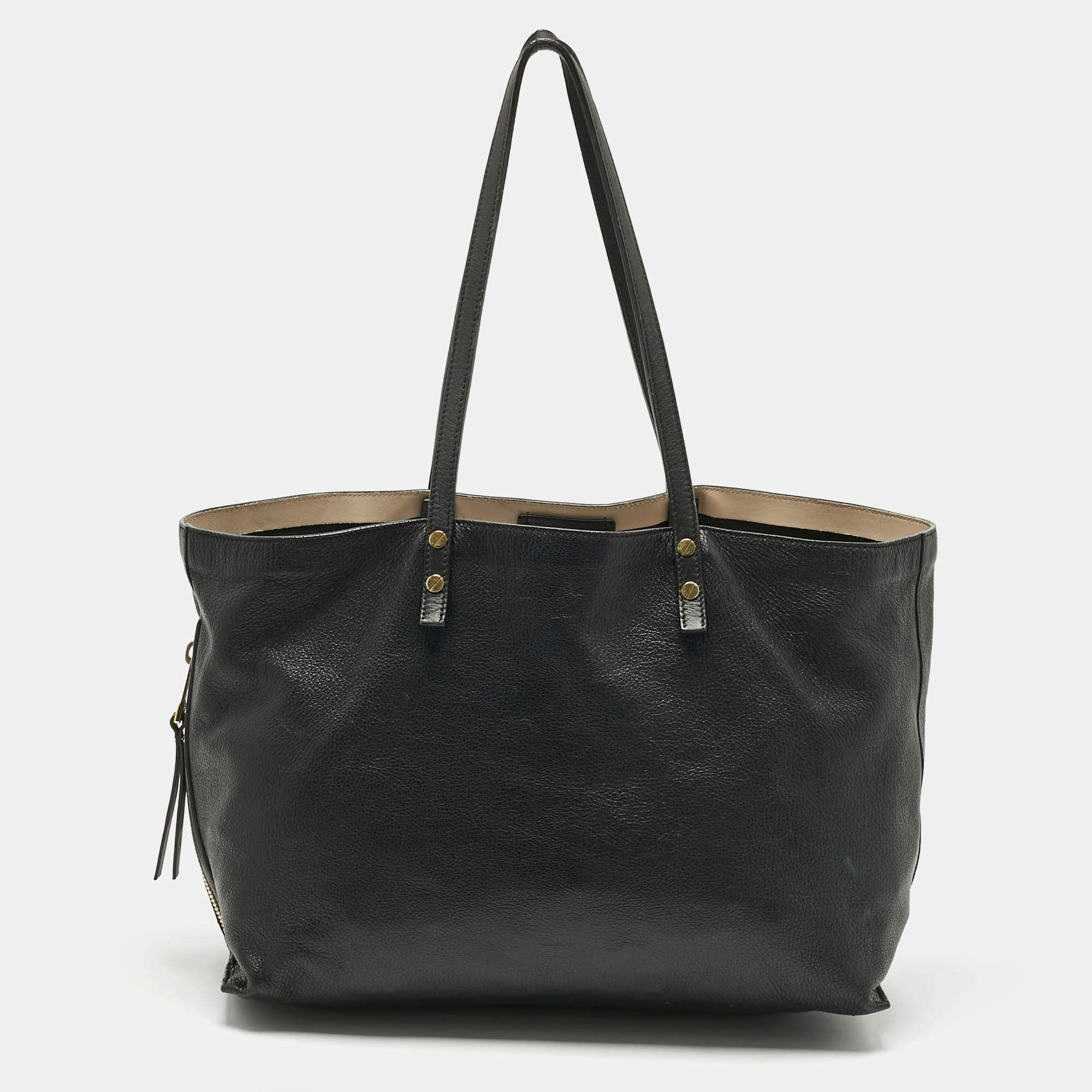 Pre Owned Chloé Black Leather Dylan Shopper Tote