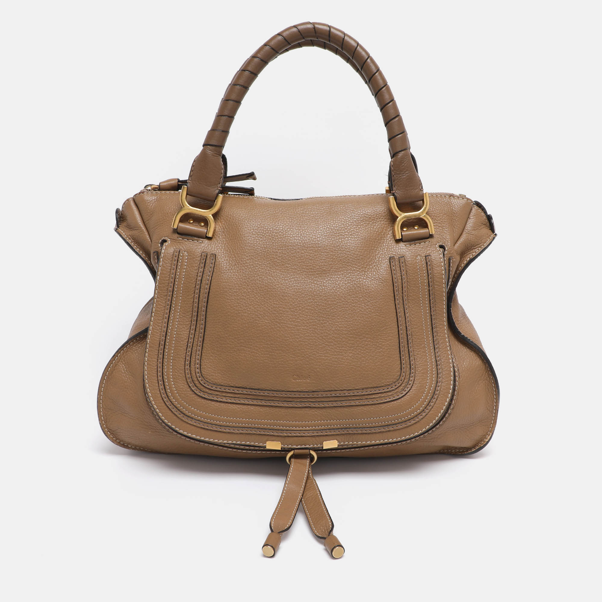 Pre Owned Chloe Beige Leather Large Marcie Shoulder Bag