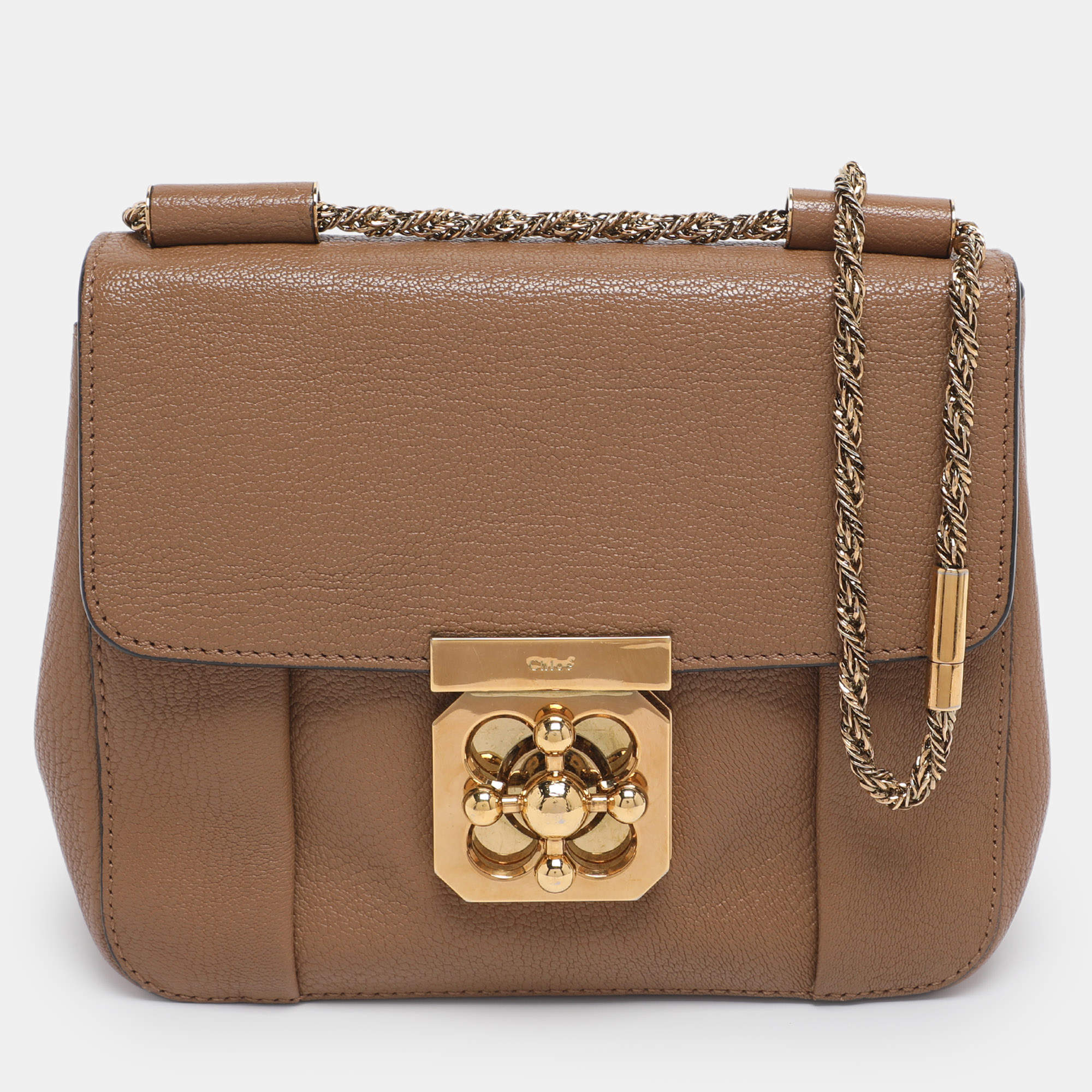 Pre Owned Chloe Brown Leather Small Elsie Shoulder Bag