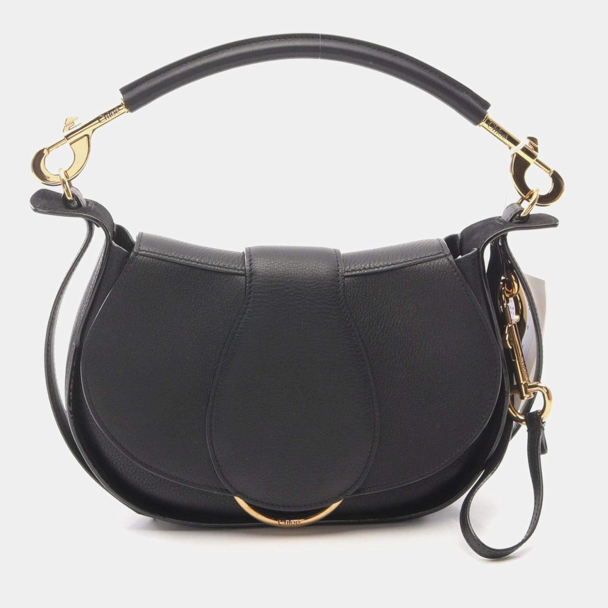 Pre Owned Chloe Ride Shoulder Bag Leather Black