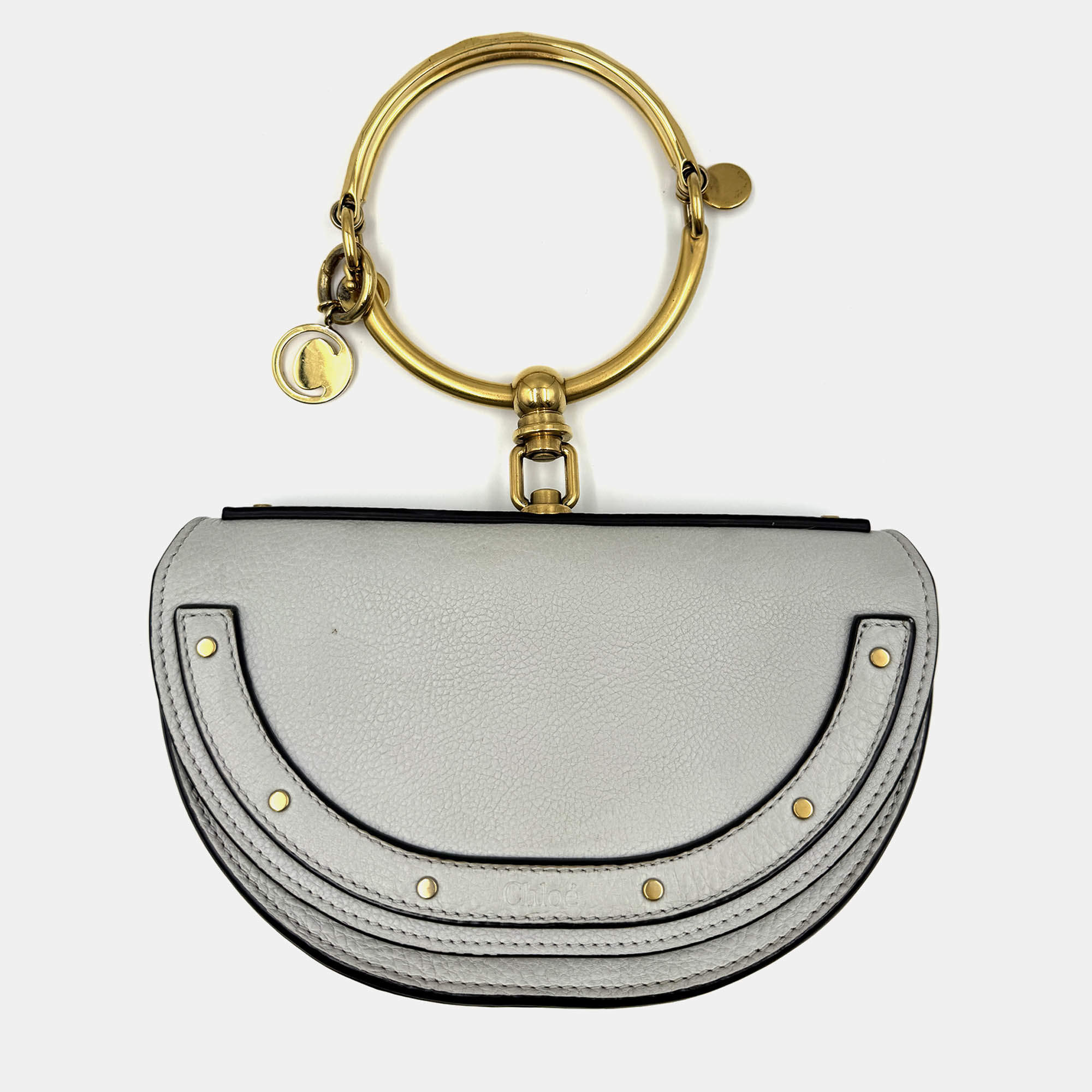 Pre Owned Chloe grey Leather Small Nile Bracelet Minaudiere Crossbody Bag