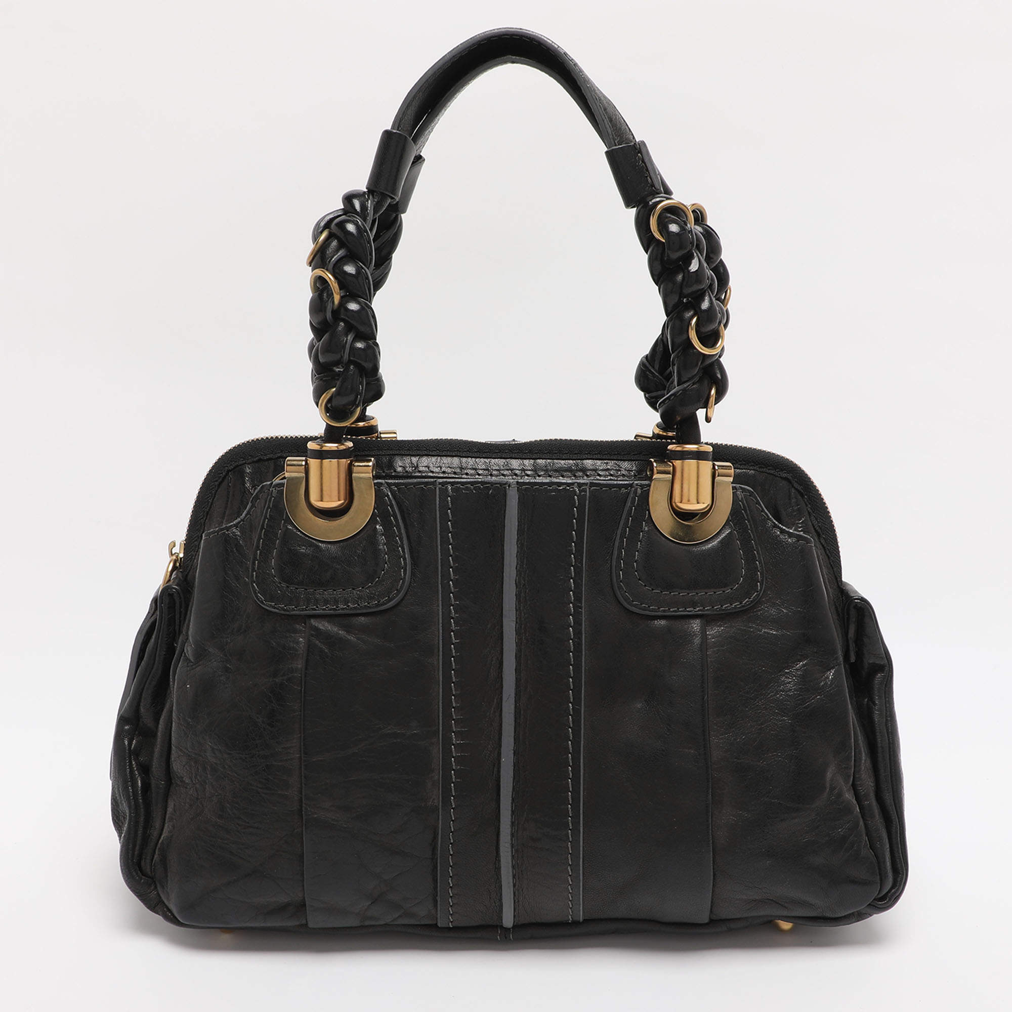 Pre Owned Chloe Black Leather Heloise Satchel