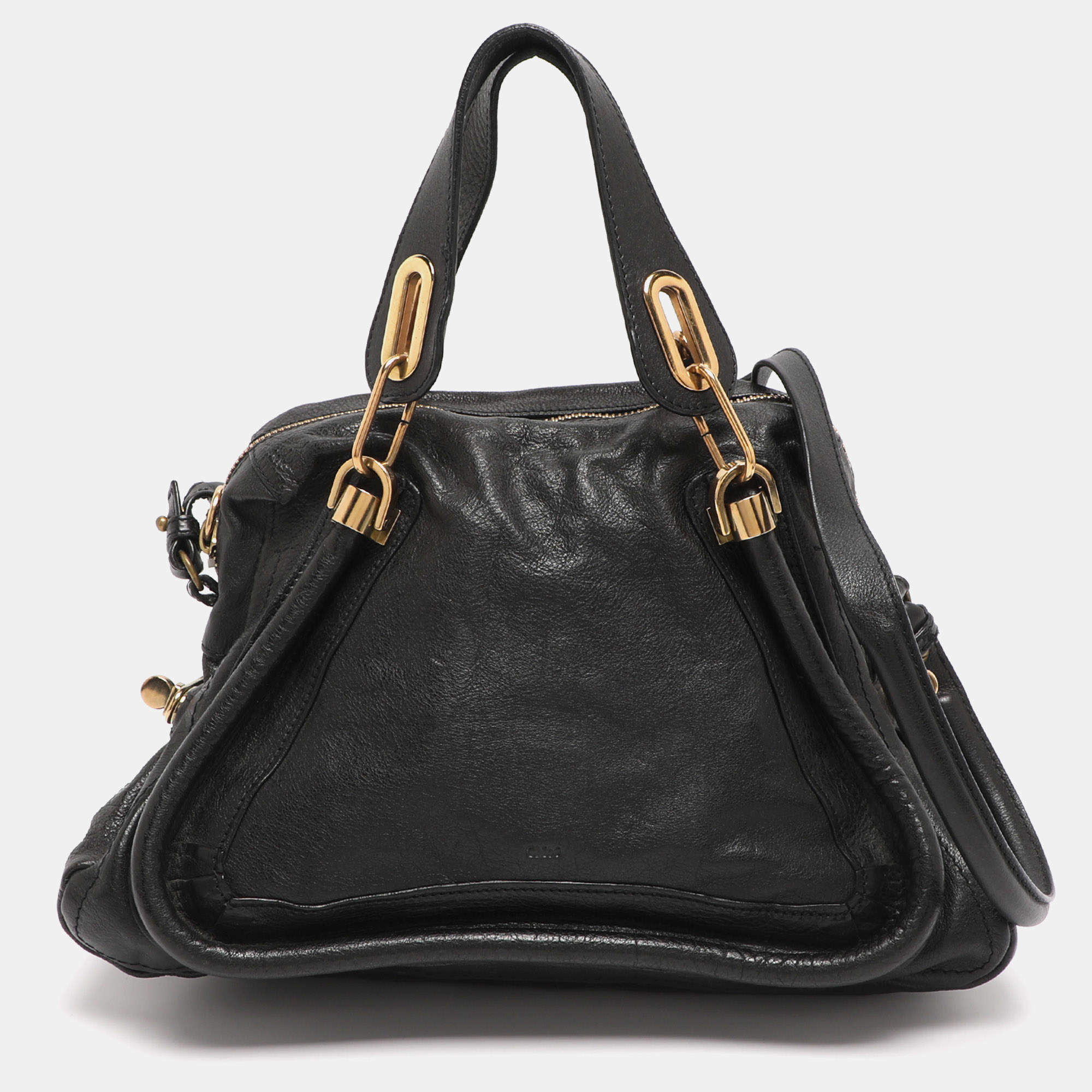 Pre Owned Chloe Black Leather Medium Paraty Shoulder Bag