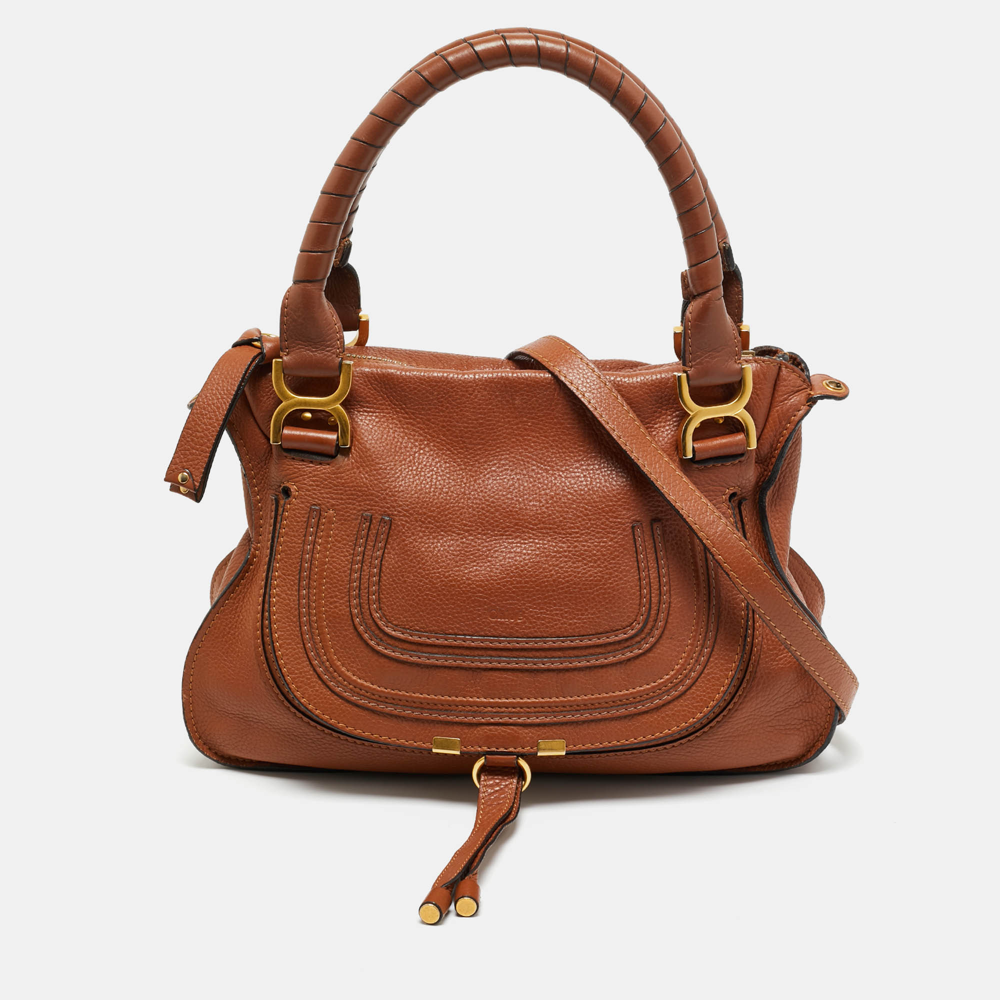 Pre Owned Chloe Brown Leather Medium Marcie Shoulder Bag
