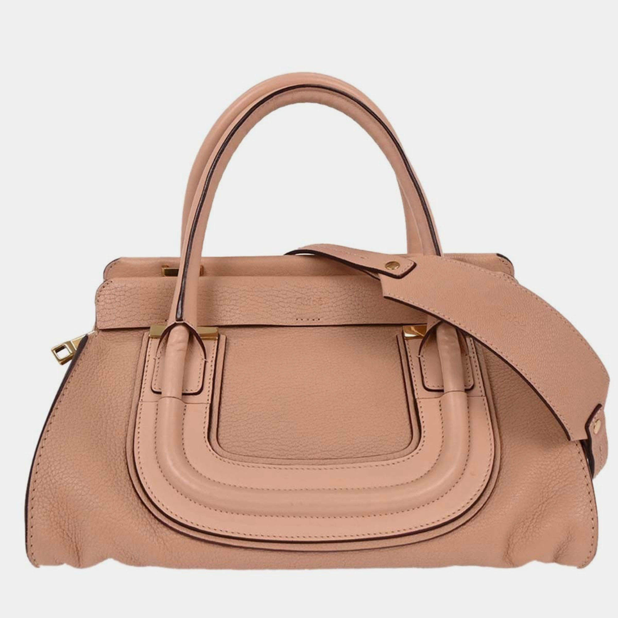 Pre Owned Chloe Beige Leather Everston 2way Shoulder Handbag