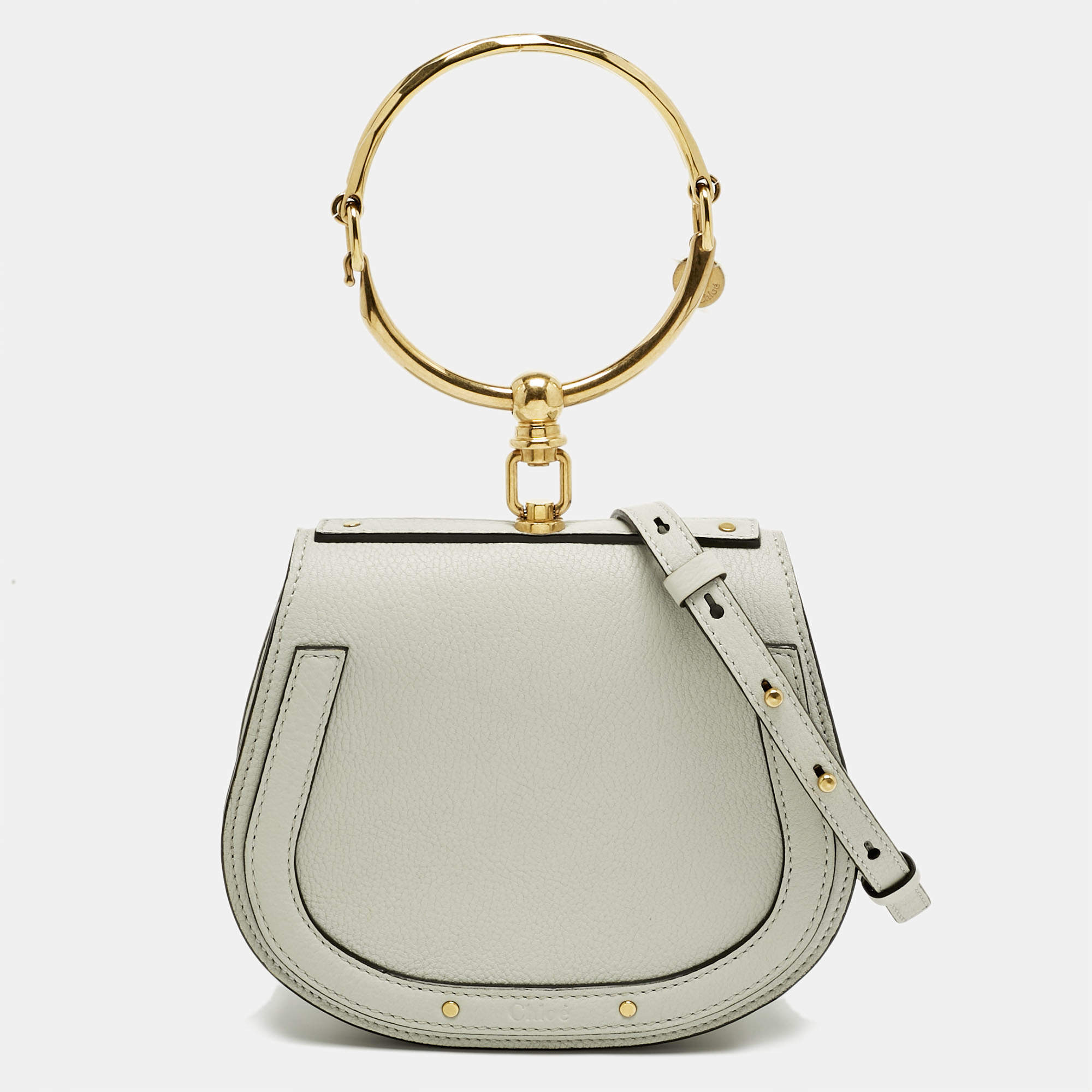 Pre Owned Chloe Grey Leather and Suede Small Nile Bracelet Shoulder Bag