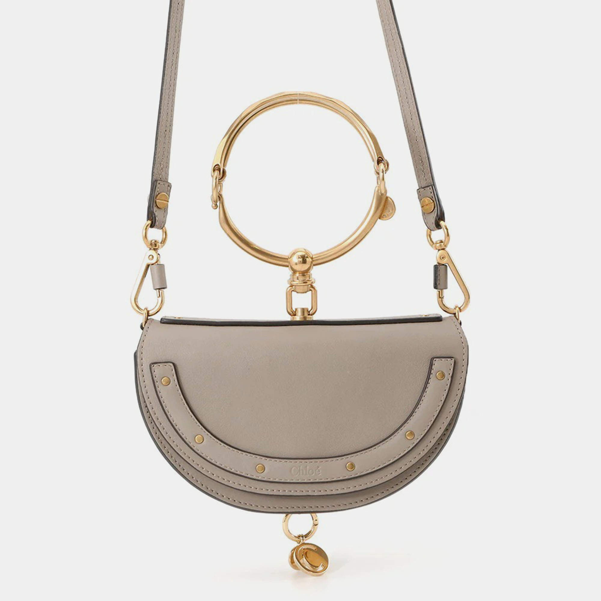 Pre Owned Chloe Nile Minaudiere 2-Way Bag Gray Leather