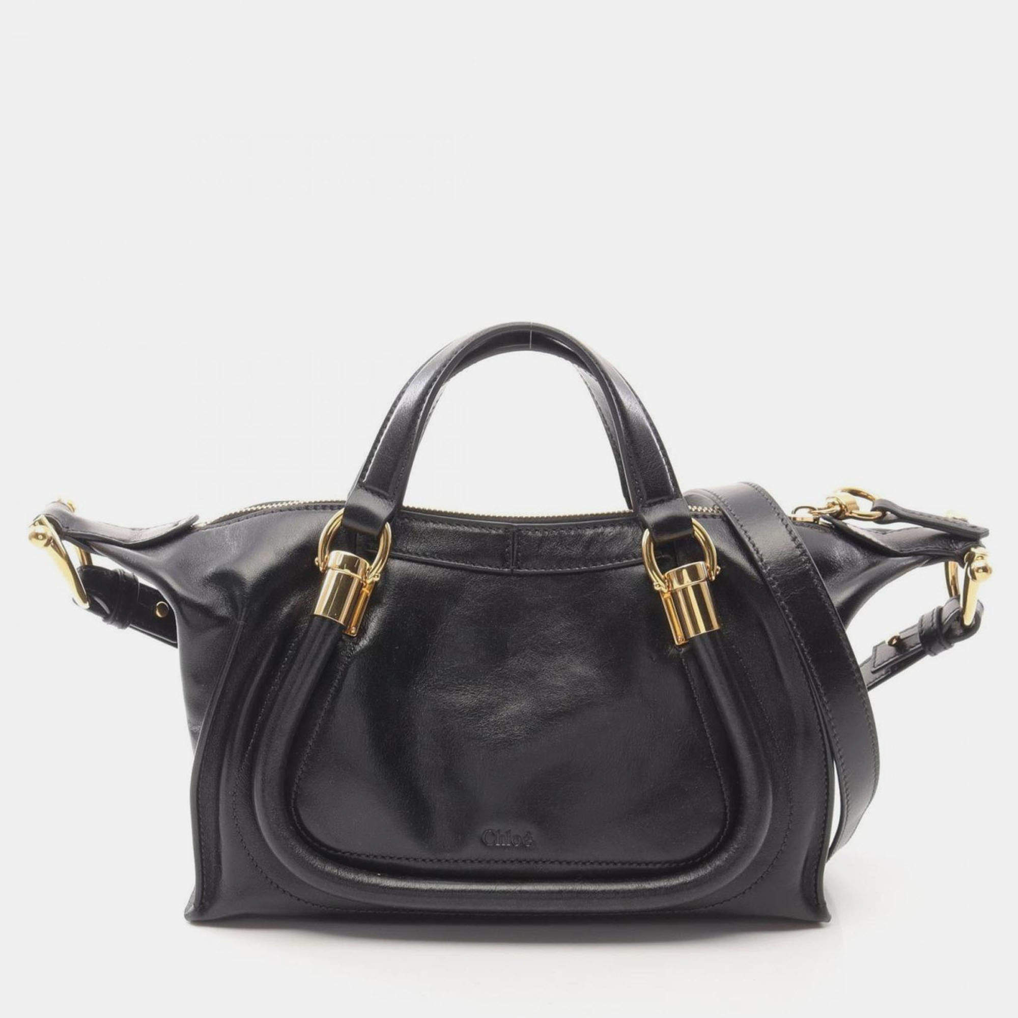 Pre Owned Chloe Chloe Paraty 24 Small Bag Handbag Leather Black