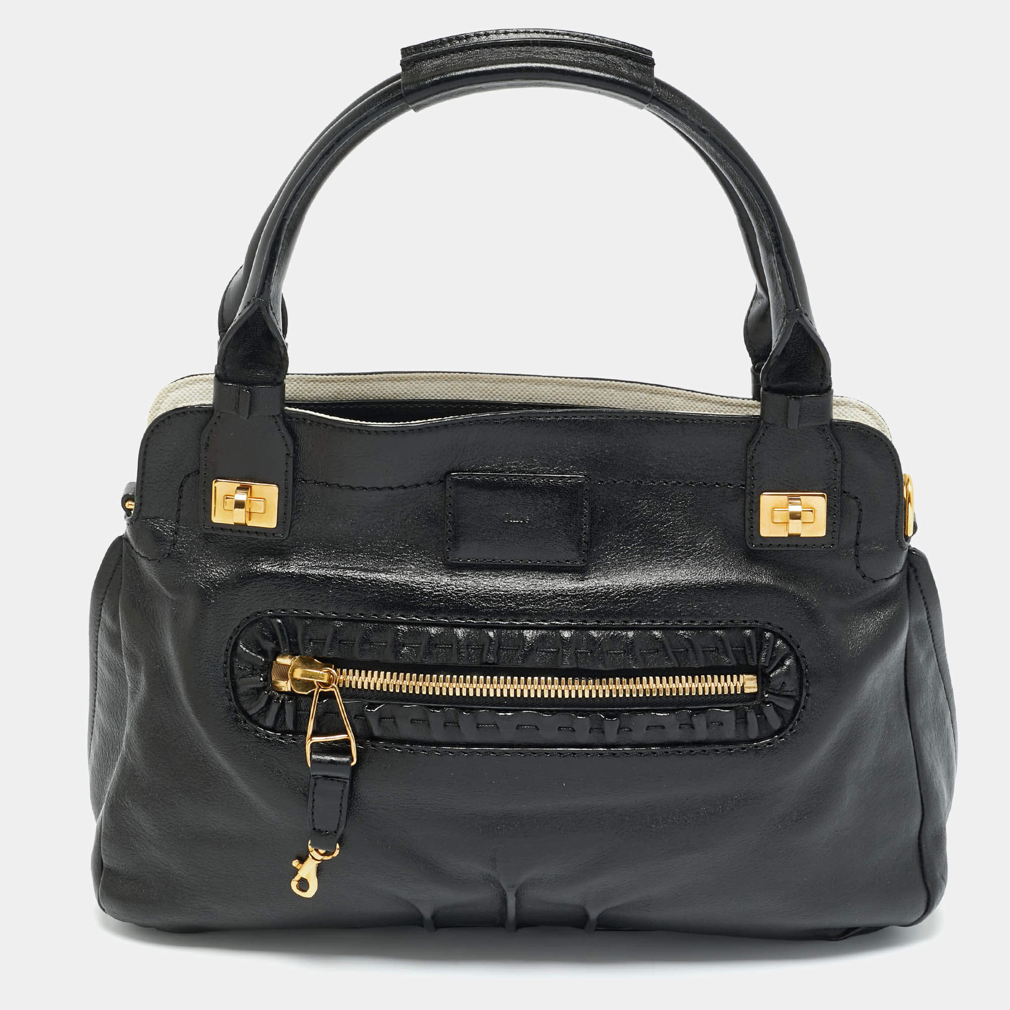 Pre Owned Chloe Black Leather Margaret Shoulder Bag