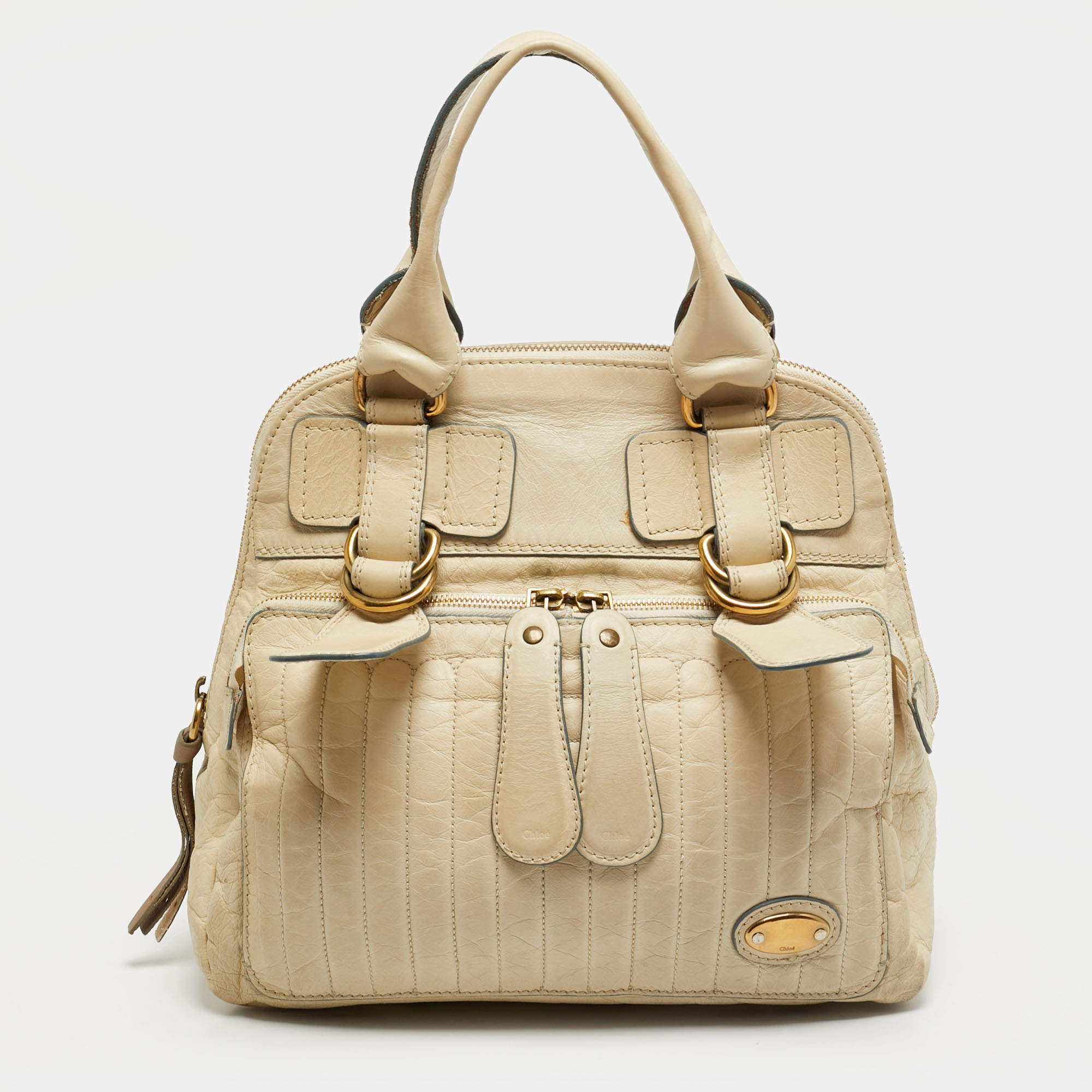 Pre Owned حقيبة كلوي باي جلد أبيض عاجي