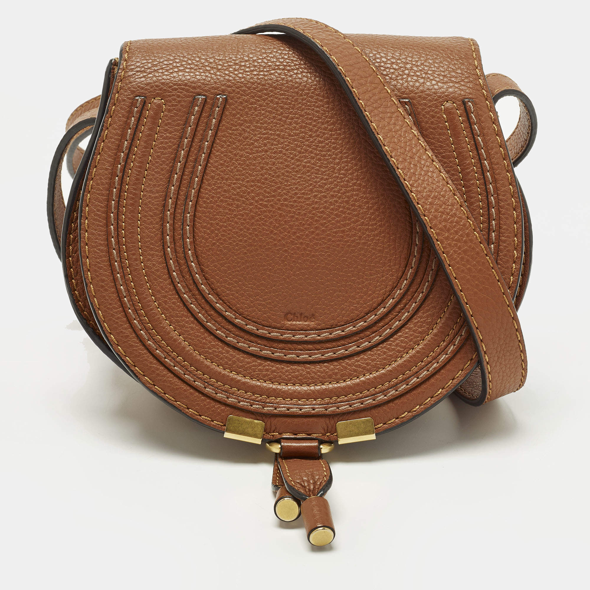 مملوكة مسبقًا Chloe Marcie Small Brown Leather Shoulder Bag