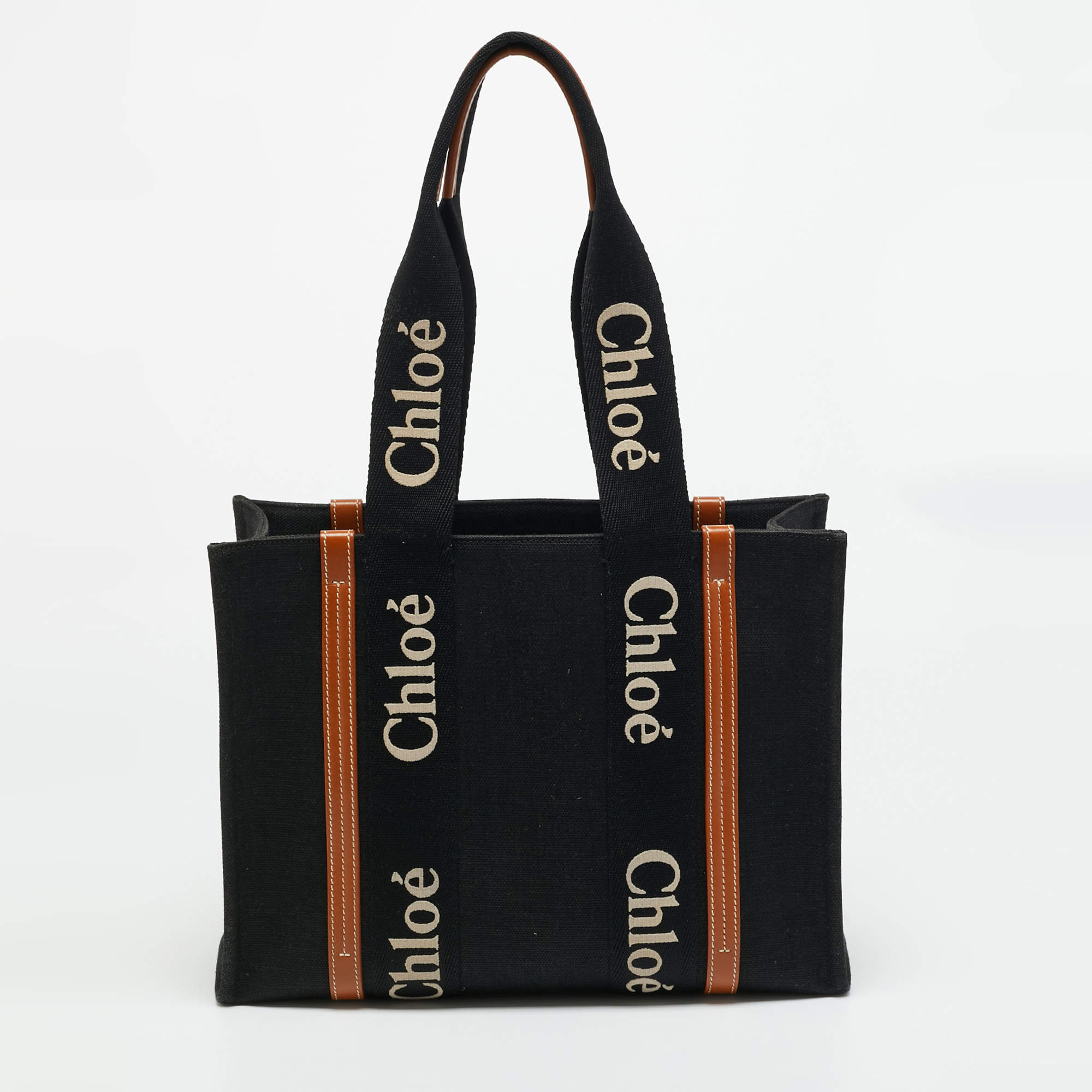 Pre Owned حقيبة كلوي توتي قماش بيج/كحلي متوسط