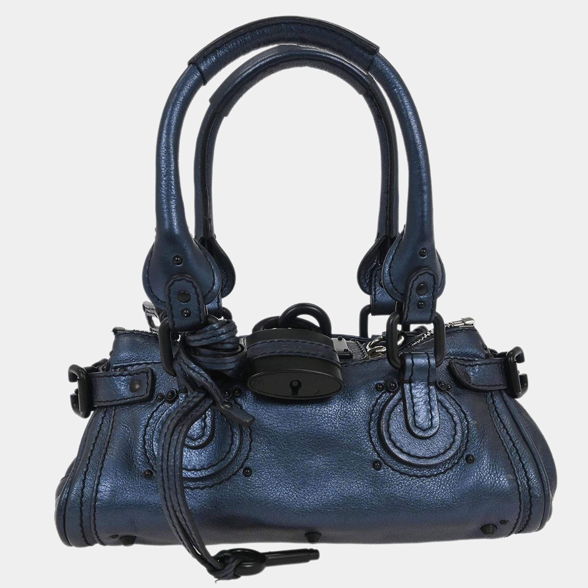 Pre Owned Chloe Metallic Blue Paddington Mini Handbag