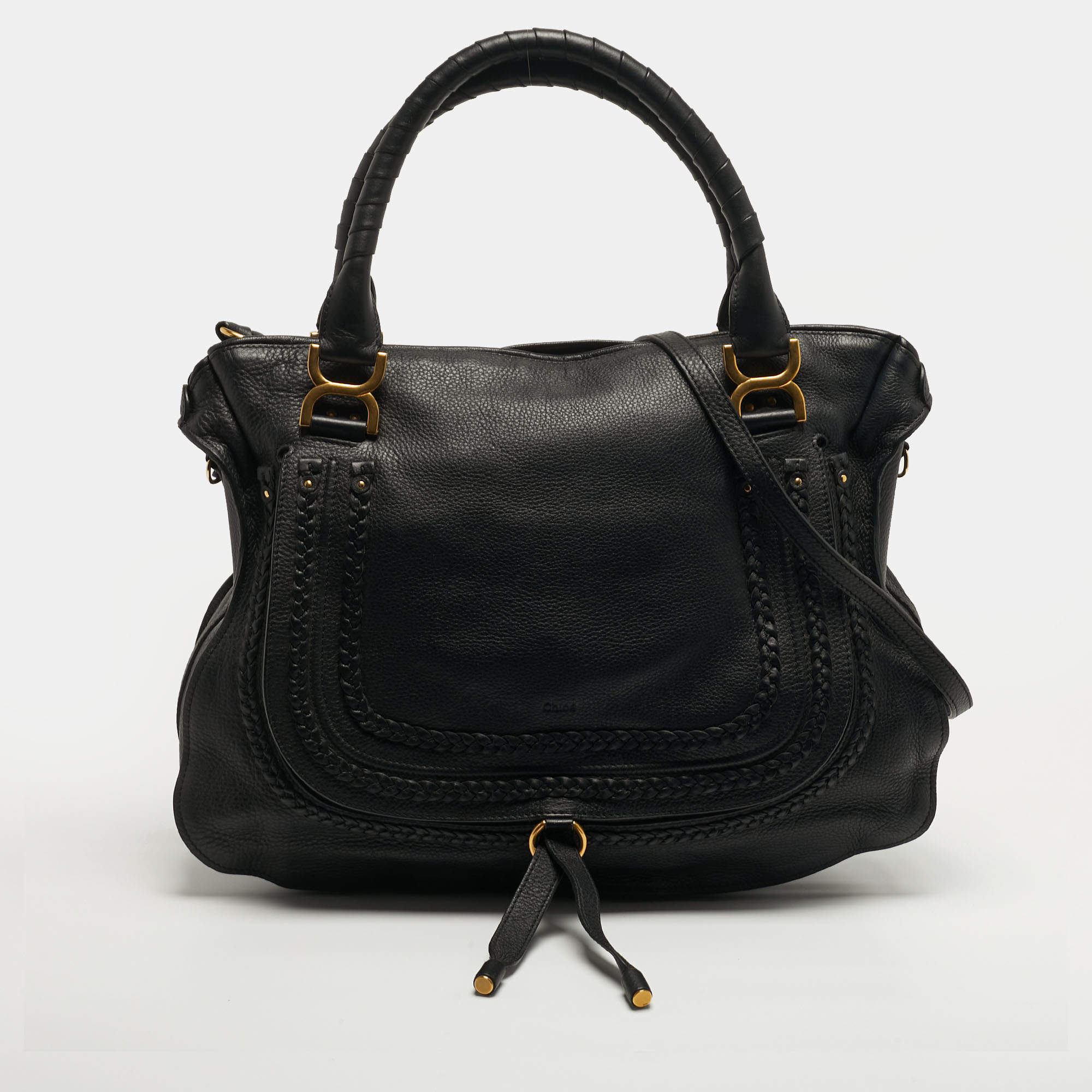 Pre Owned Chloe Marcie Large Black Leather Satchel