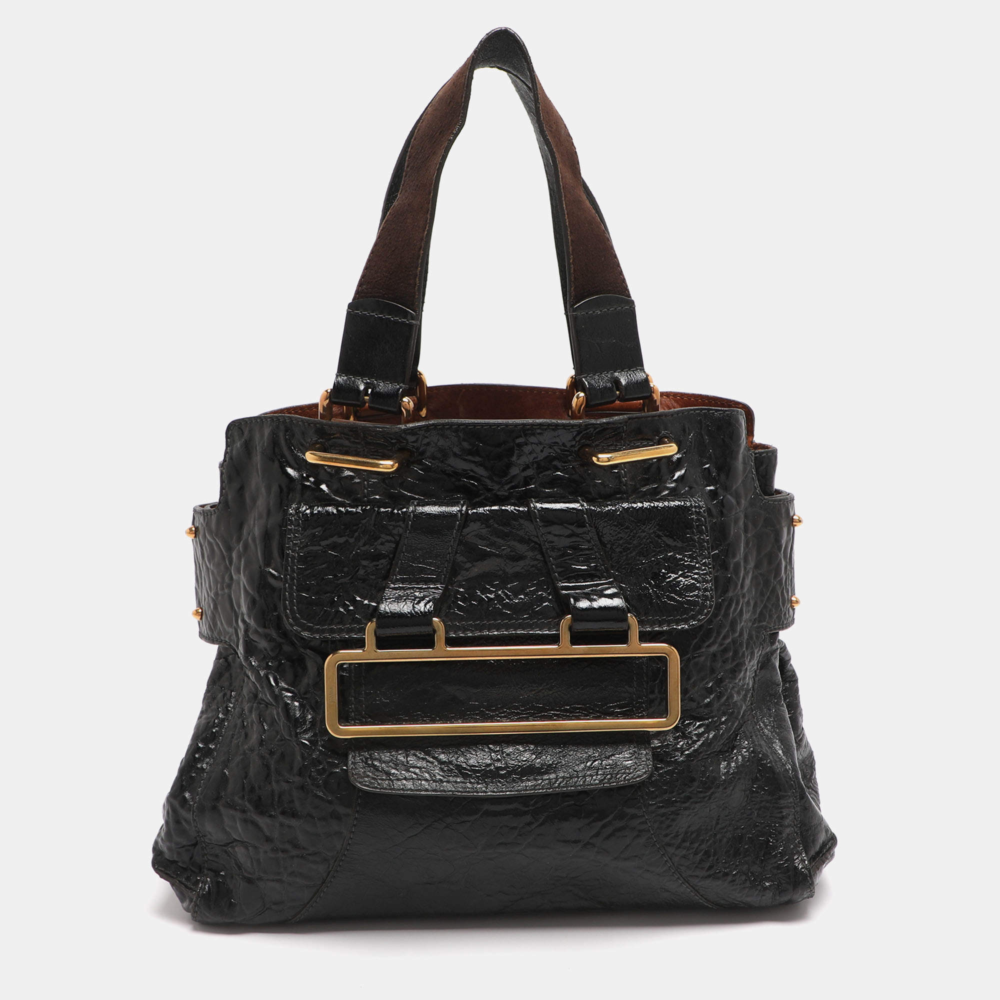 Pre Owned Chloe Black Patent Leather Tote