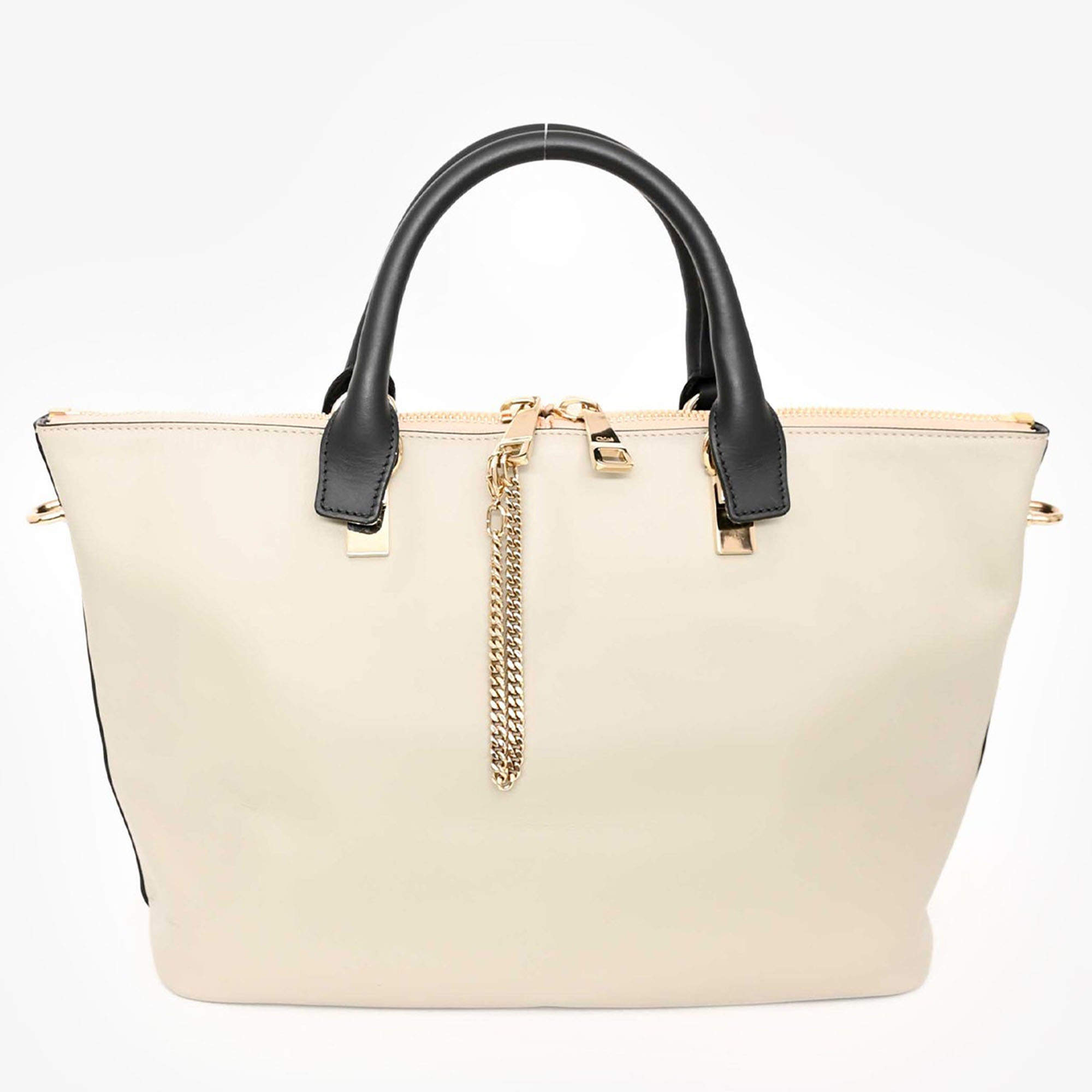 Pre Owned حقيبة يد كلوي 2014 بايلي جلد أسود/رمادي فاتح مع حزام