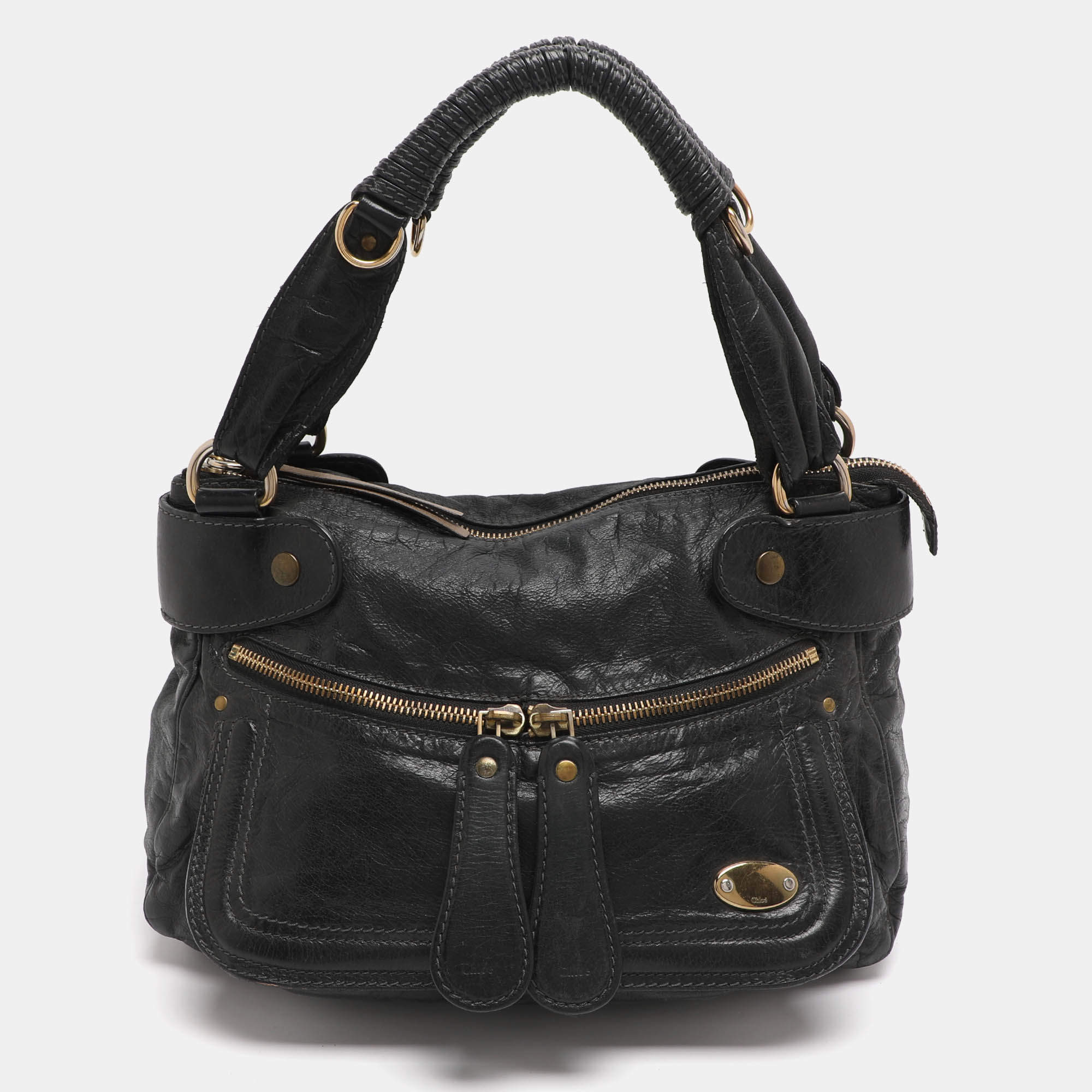 مملوكة مسبقًا Chloe Bay Large Black Leather Hobo
