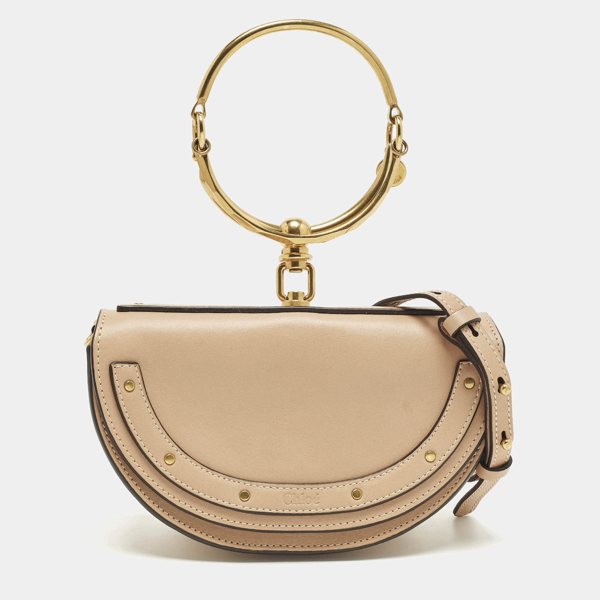 مملوكة مسبقًا Chloe Nile Bracelet Small Beige Leather Minaudiere Bag