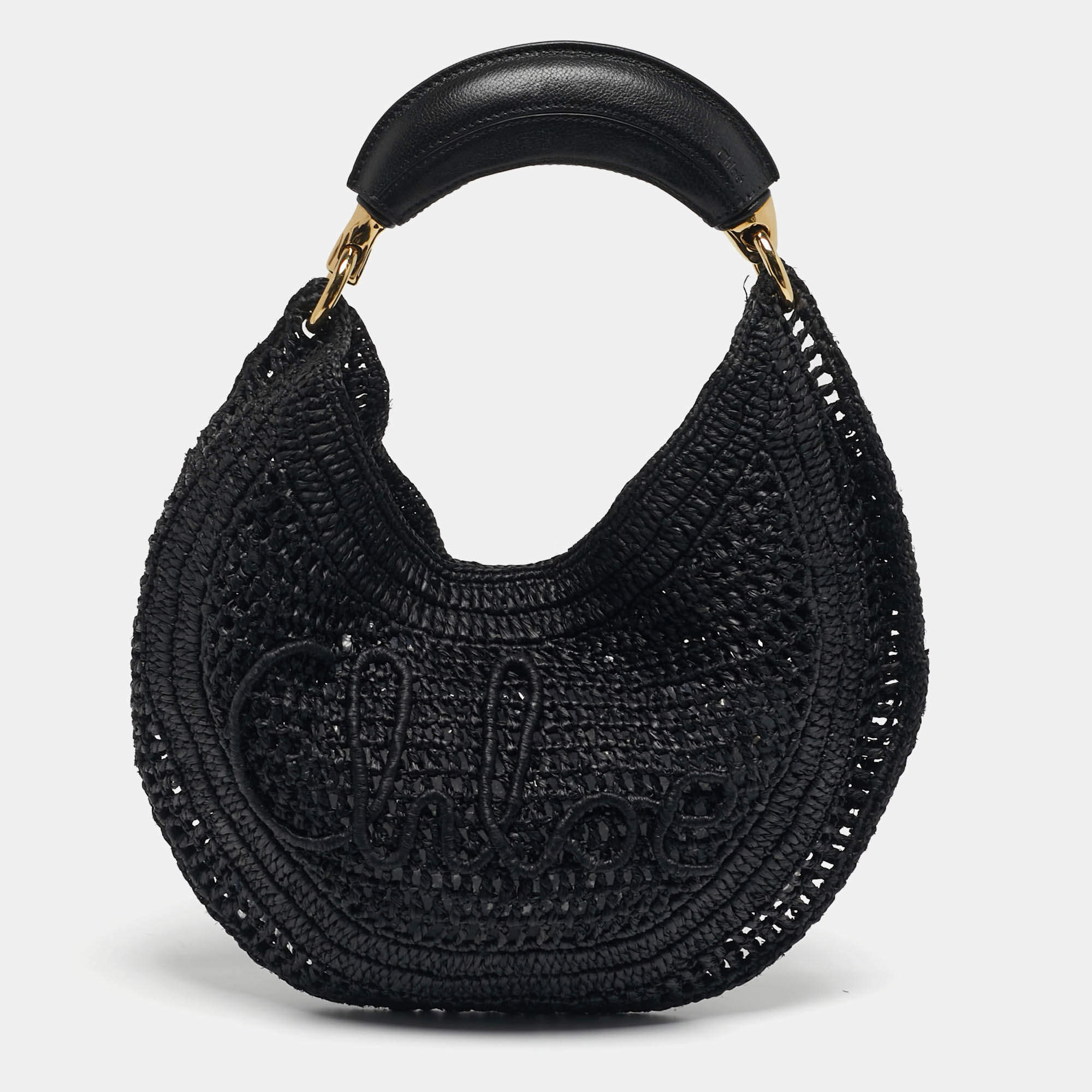 Pre Owned Chloe Summer Banana Black Raffia Hobo