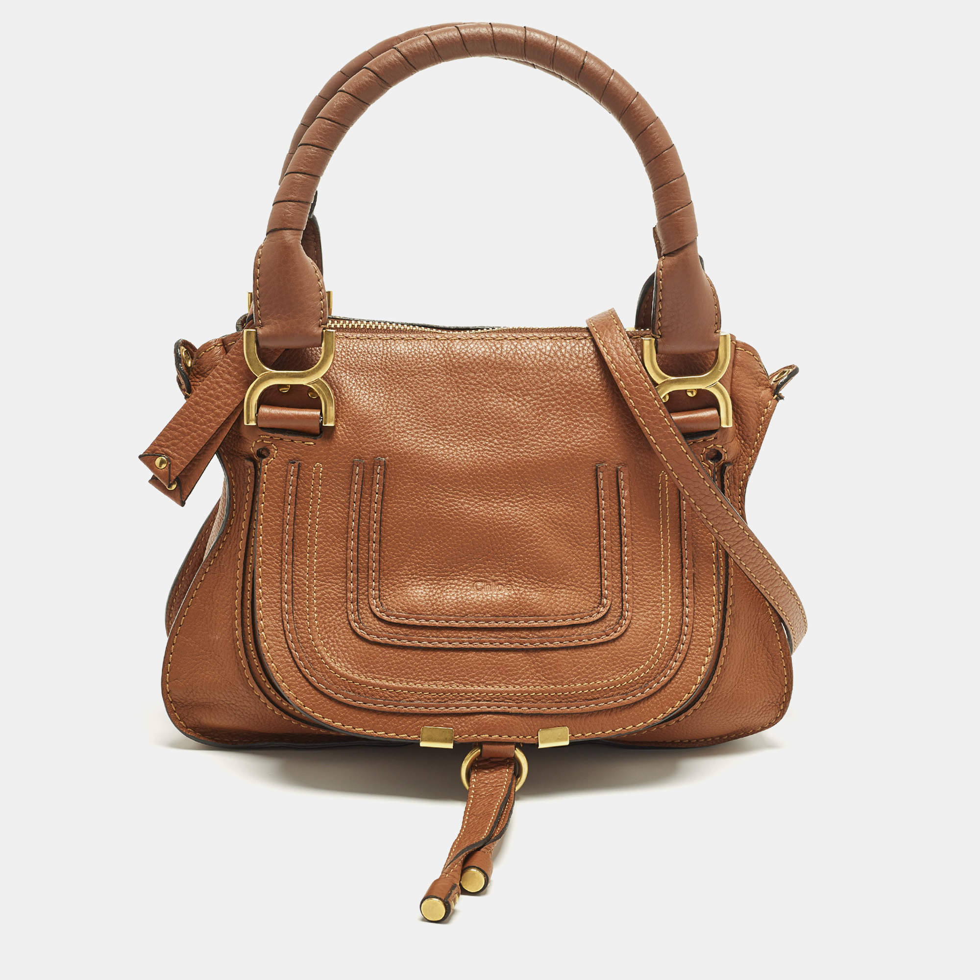 Pre Owned Chloe Marcie Small Brown Leather Satchel