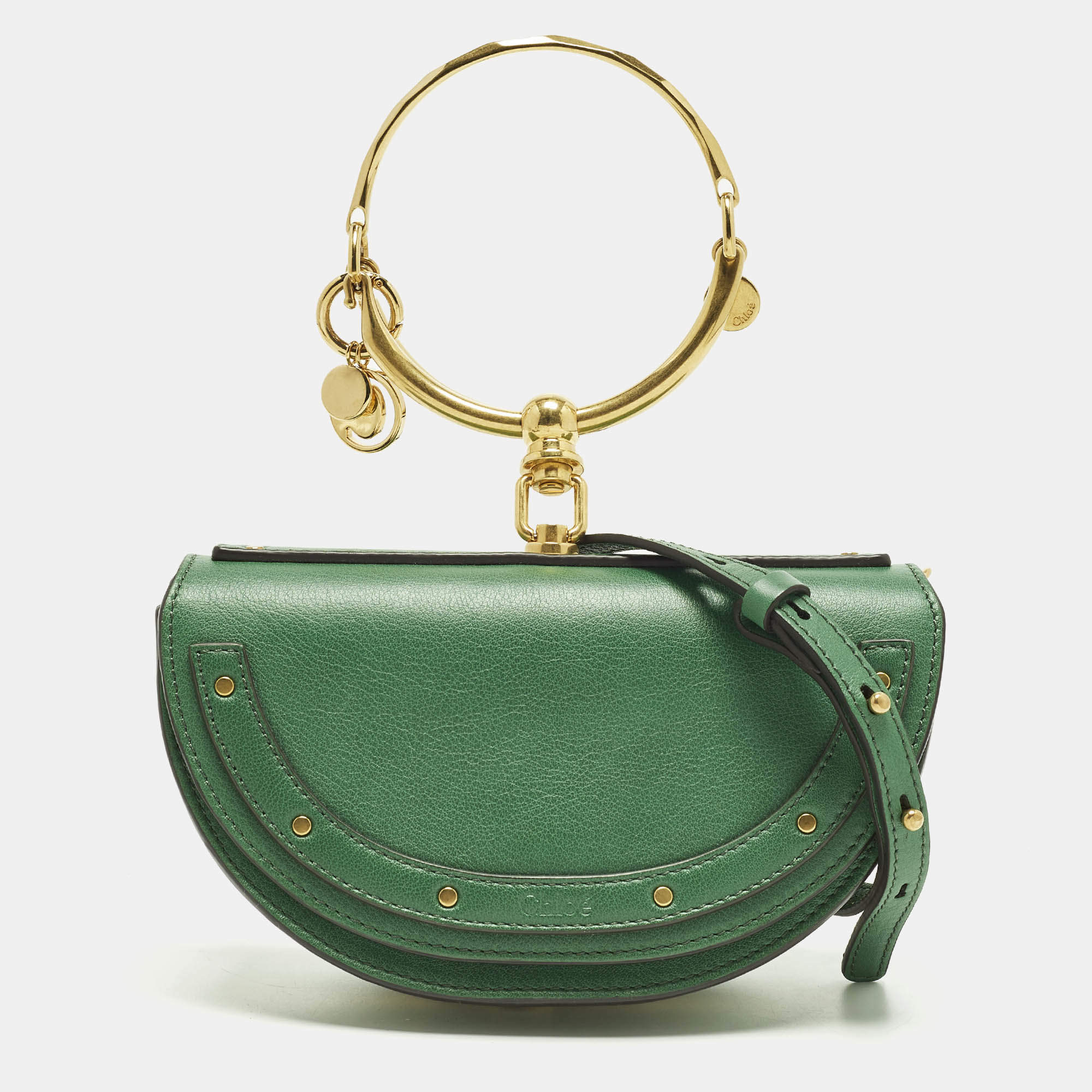 Pre Owned حقيبة كتف كلوي سوار نايل صغيرة جلد خضراء