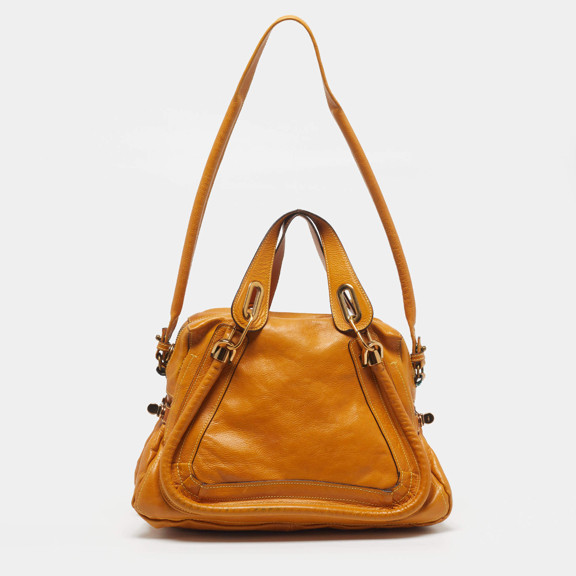 Pre Owned Chloe Paraty Medium Tan Leather Satchel