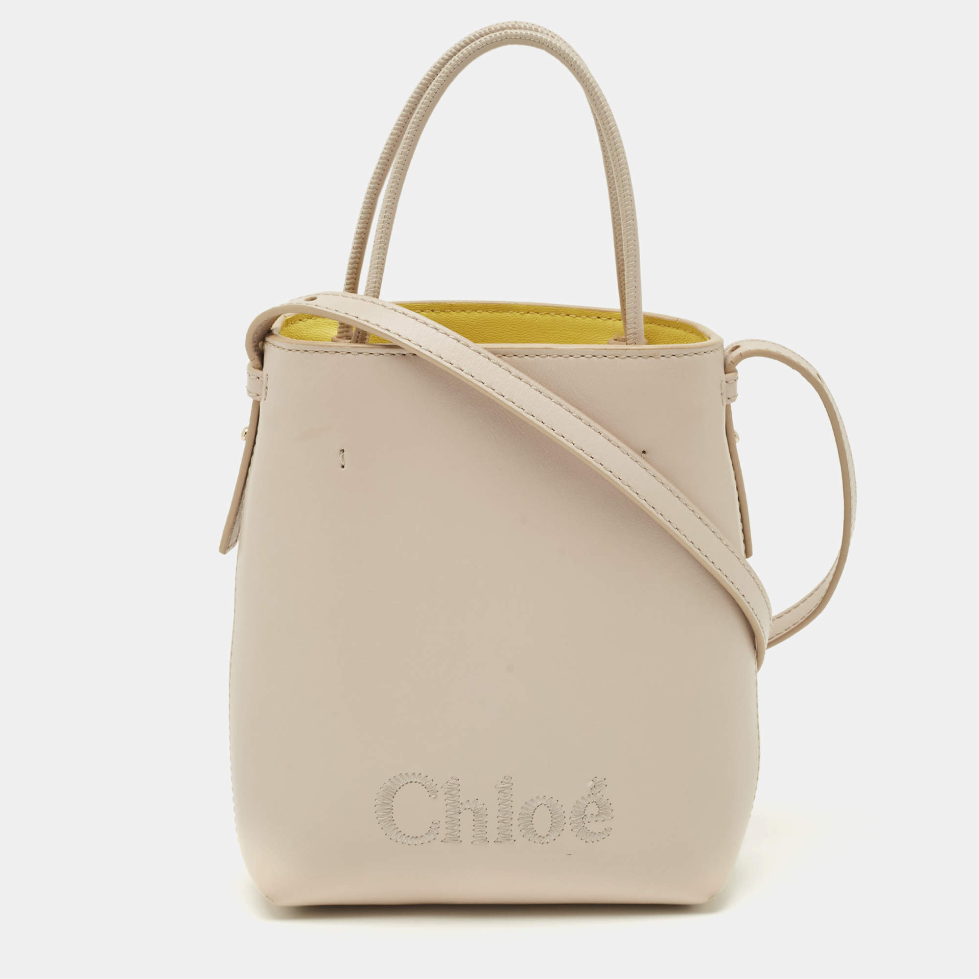 Pre Owned Chloe Sense Micro Beige Leather Tote