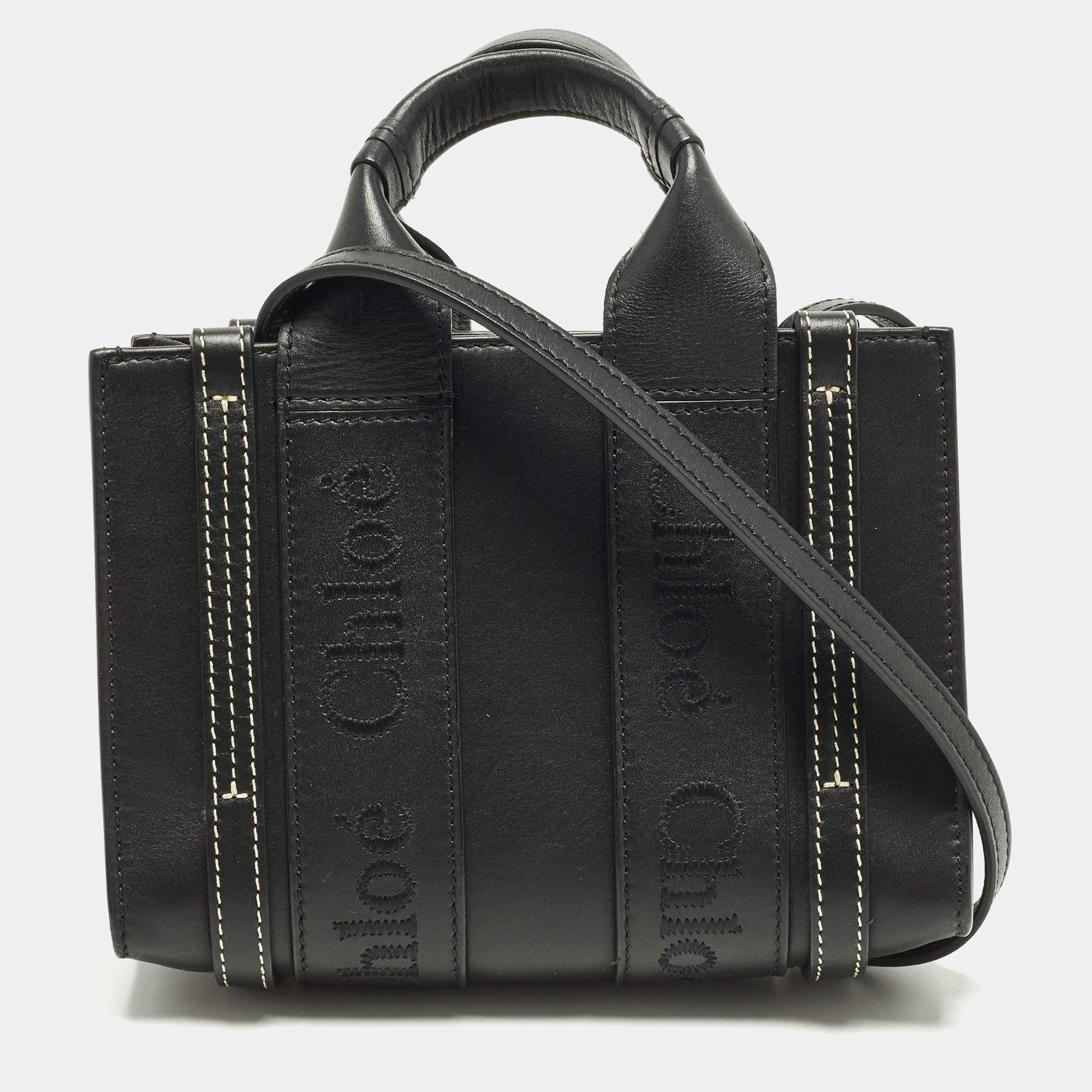 مملوكة مسبقًا Chloe Woody Mini Black Leather Tote