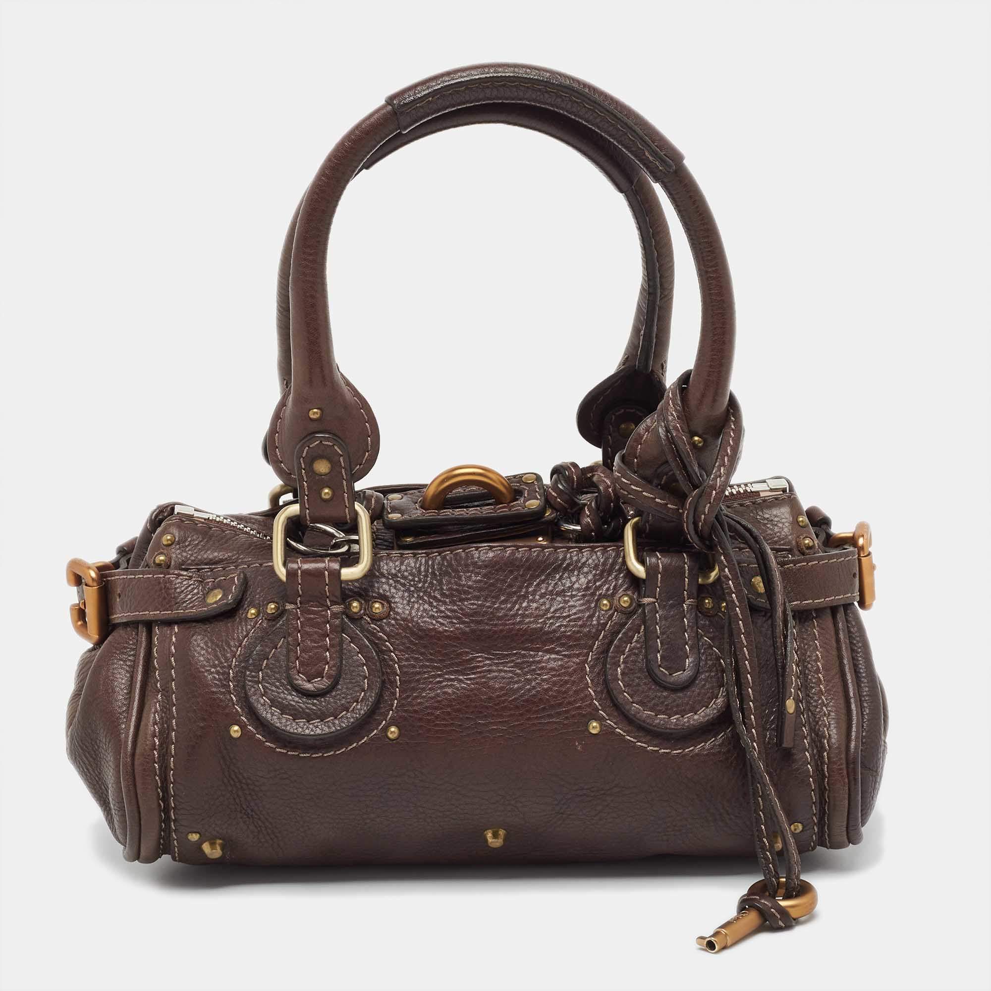 Pre Owned Chloe Dark Brown Leather Mini Paddington Satchel