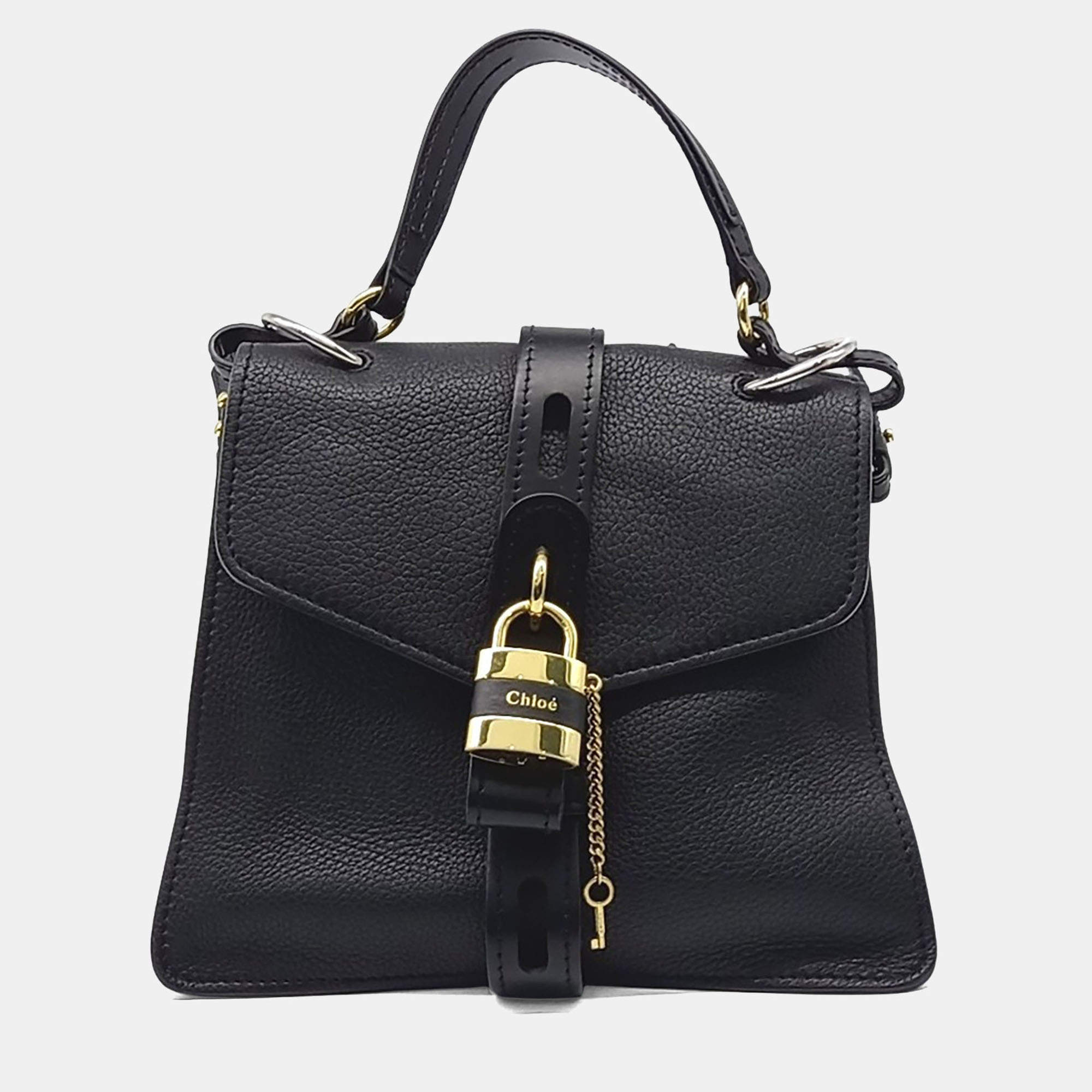 Pre Owned Chloe Black Leather Abbey Bag Medium