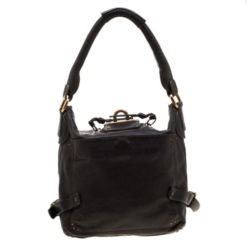 Pre Owned Chloe Deep Dark Green Leather Paddington Hobo