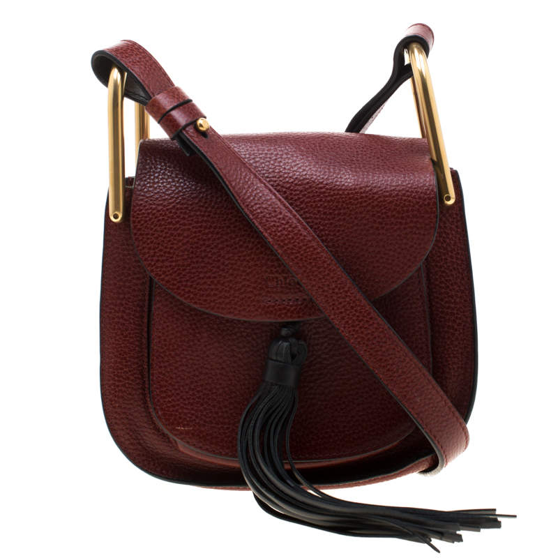 Chloe Maroon Leather Mini Hudson Shoulder Bag