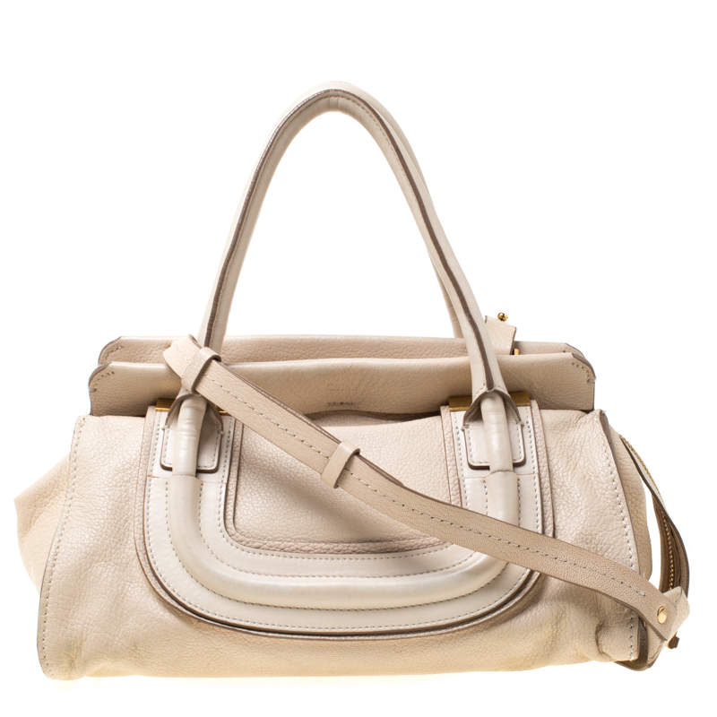 Pre Owned Chloe Beige Leather Medium Everston Satchel