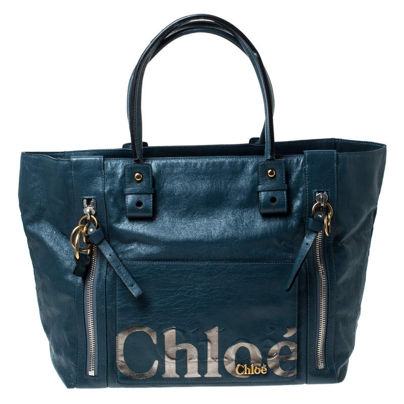 Chloe Blue Leather Eclipse Tote