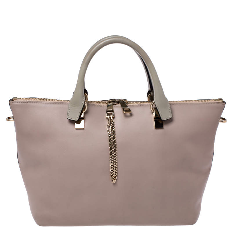 مملوكة مسبقًا Chloe Beige/Brown Leather Medium Baylee Tote