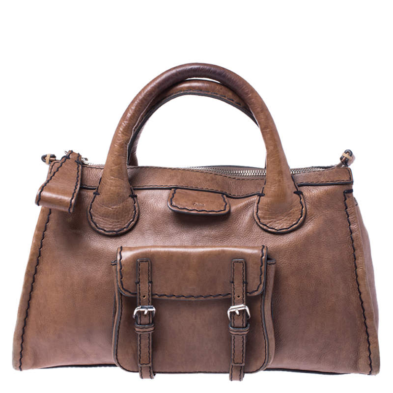 Pre Owned Chloe Brown Leather Edith Satchel