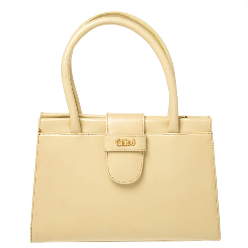 Pre Owned Chloe Yellow Leather Double Handle Satchel