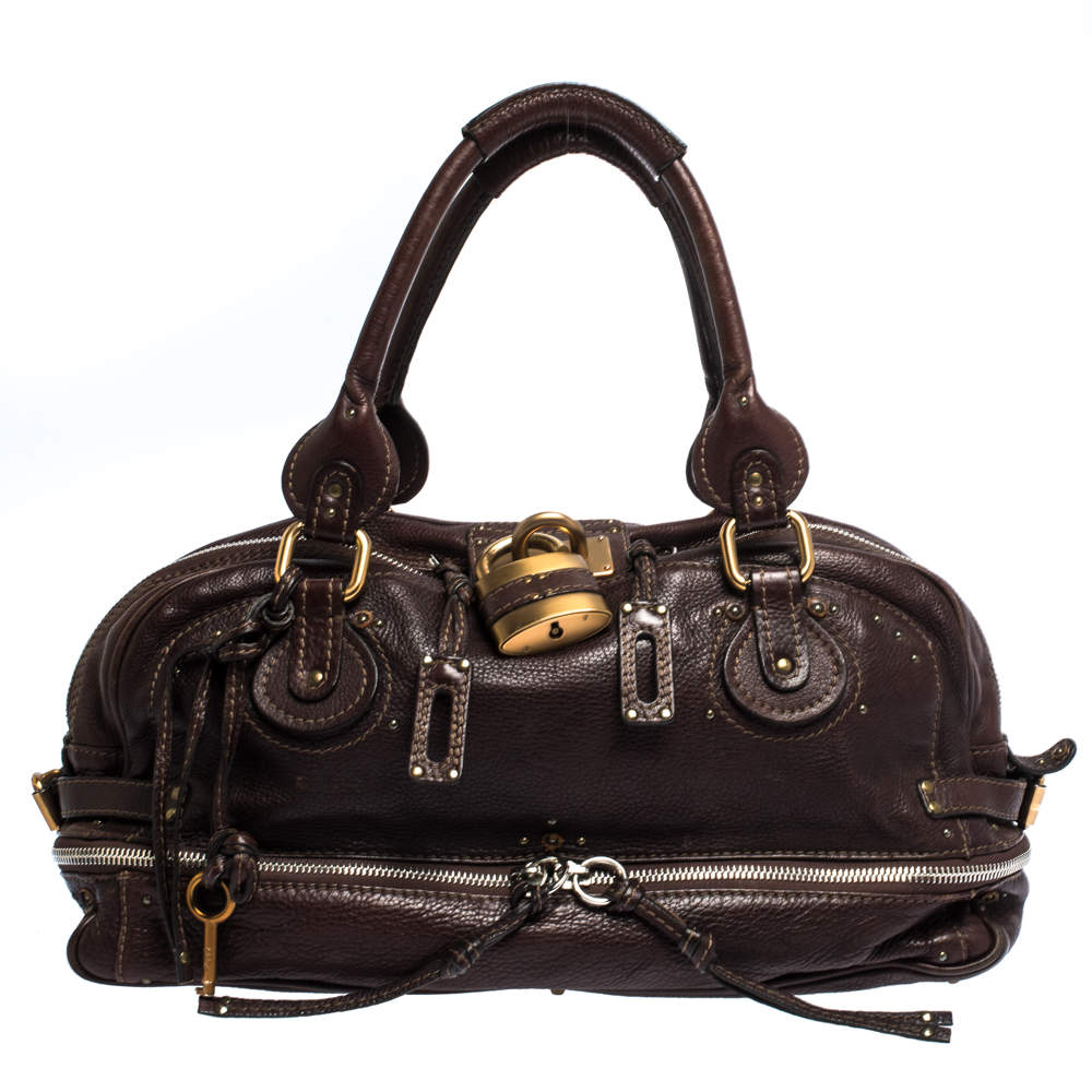 Pre Owned Chloe Dark Brown Leather Paddington Zipped Satchel