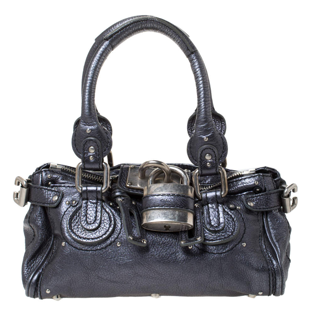Pre Owned Chloe Metallic Leather Mini Paddington Satchel