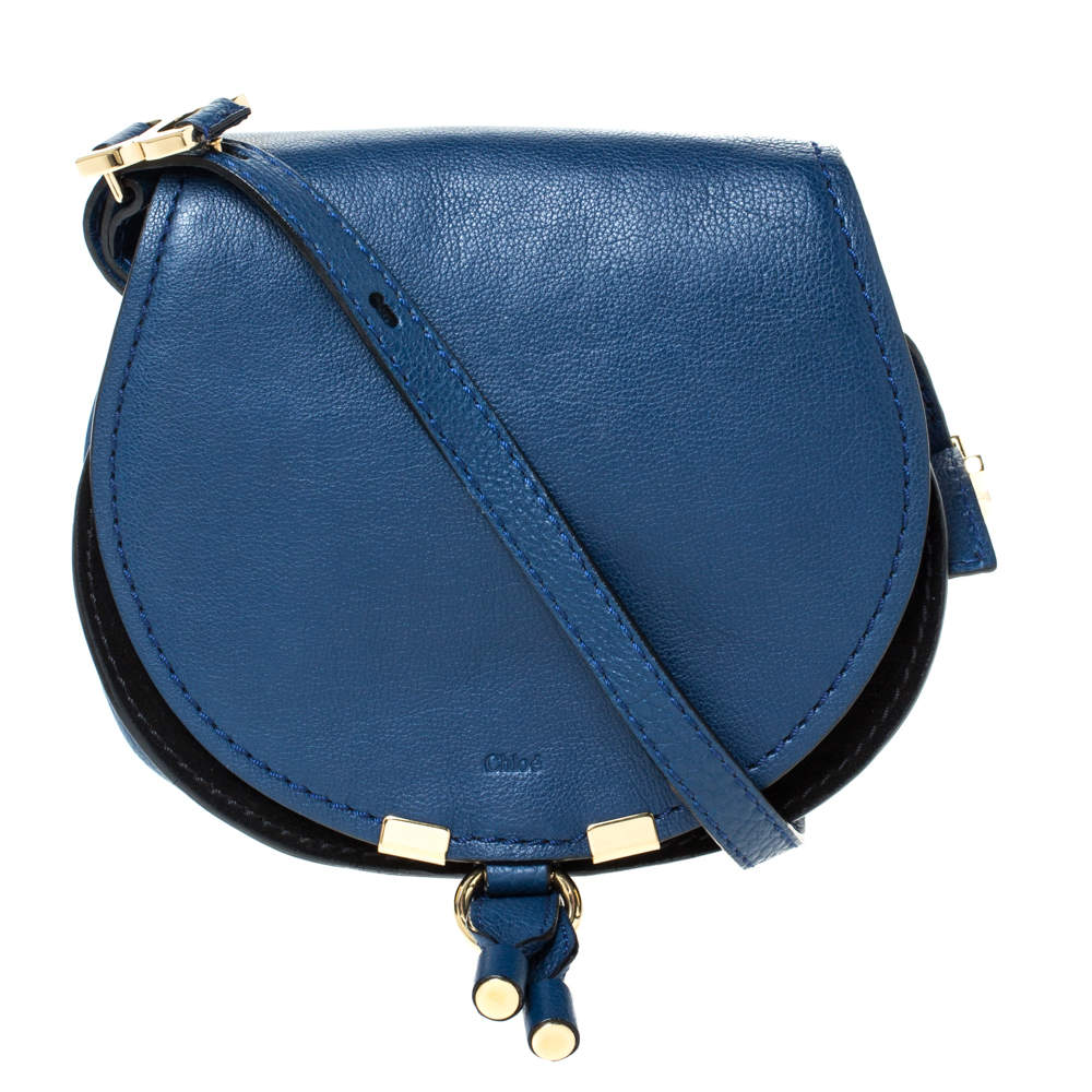Chloe Blue Leather Mini Marcie Crossbody Bag Chloe | TLC