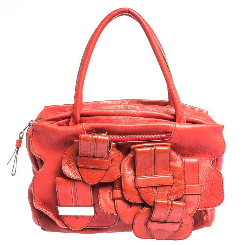 Pre Owned  Chloé Red Leather Saskia Satchel