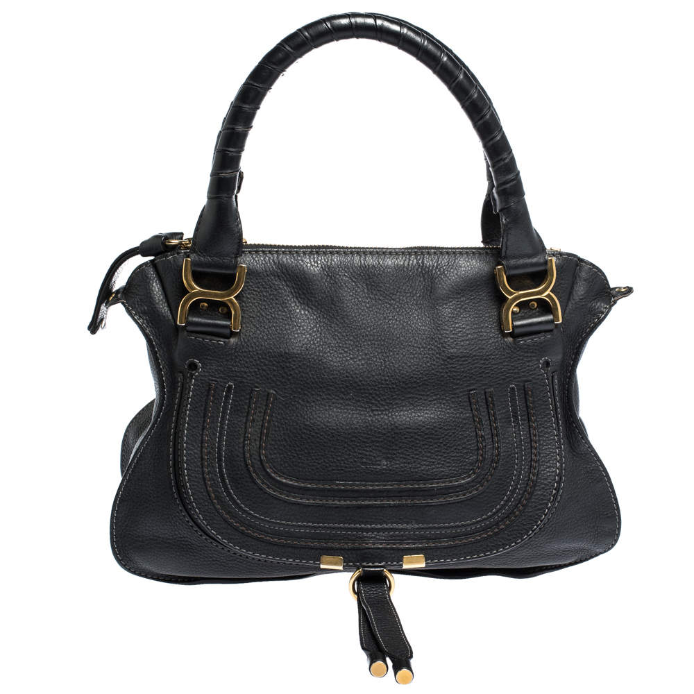 Pre Owned Chloe Black Leather Medium Marcie Satchel