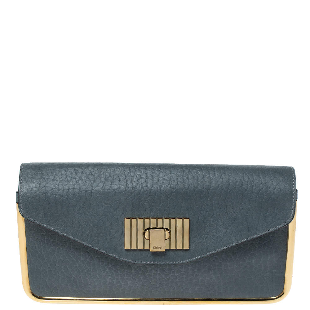 Pre Owned Chloe Dark Grey Leather Sally Clutch