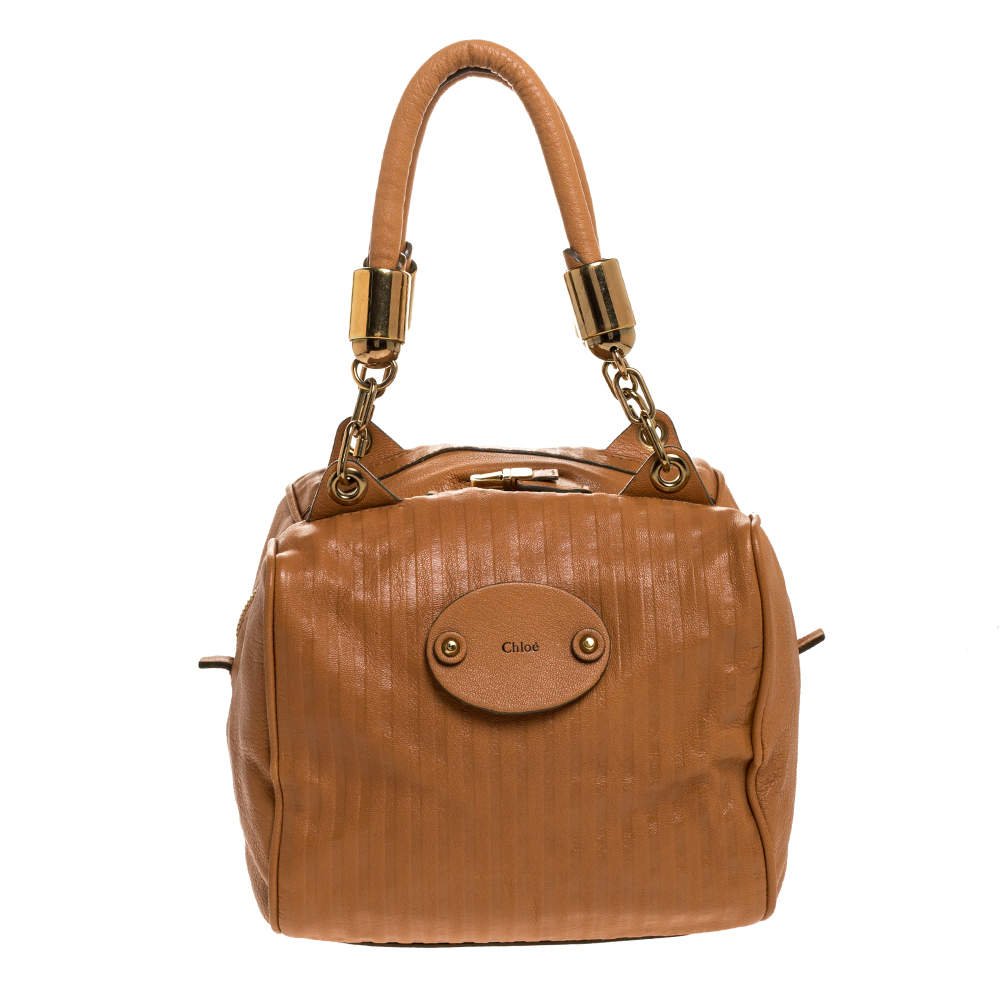 Pre Owned Chloe Tan Leather Zipped Satchel