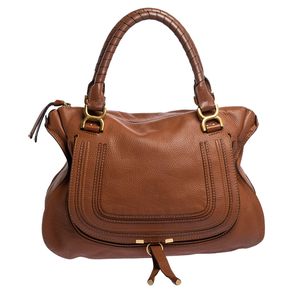 Pre Owned Chloe Tan Leather Large Marcie Satchel