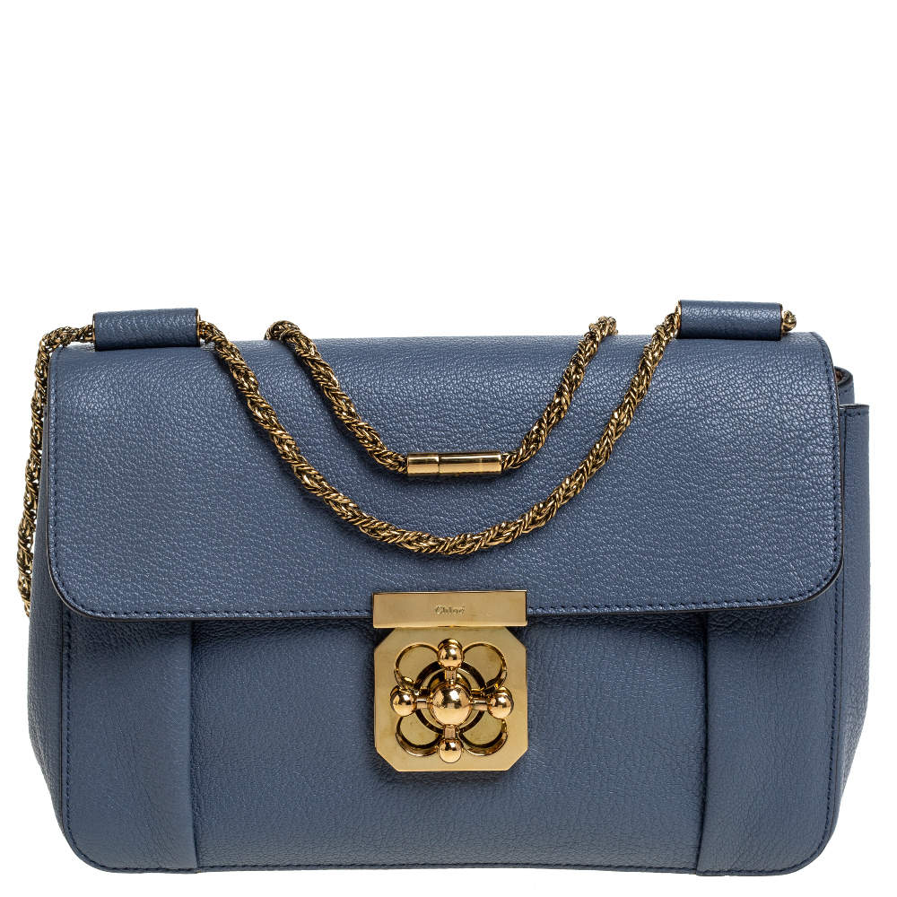 Chloe Blue Leather Medium Elsie Shoulder Bag