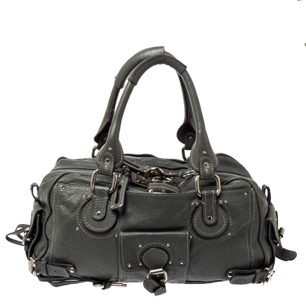 Pre Owned Chloe Olive Green Leather Medium Paddington Satchel