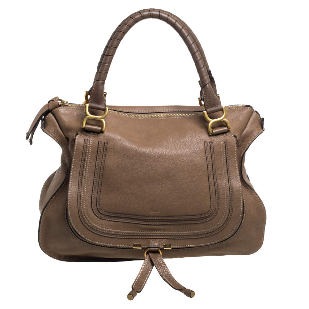 Pre Owned Chloe Beige Leather Large Marcie Satchel