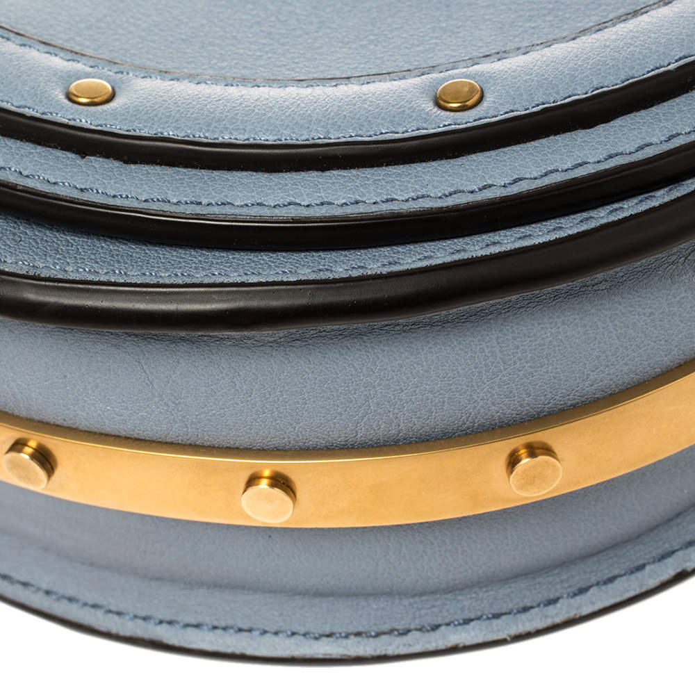 CHLOE Calfskin Small Nile Bracelet Minaudiere Bag Washed Blue 533644